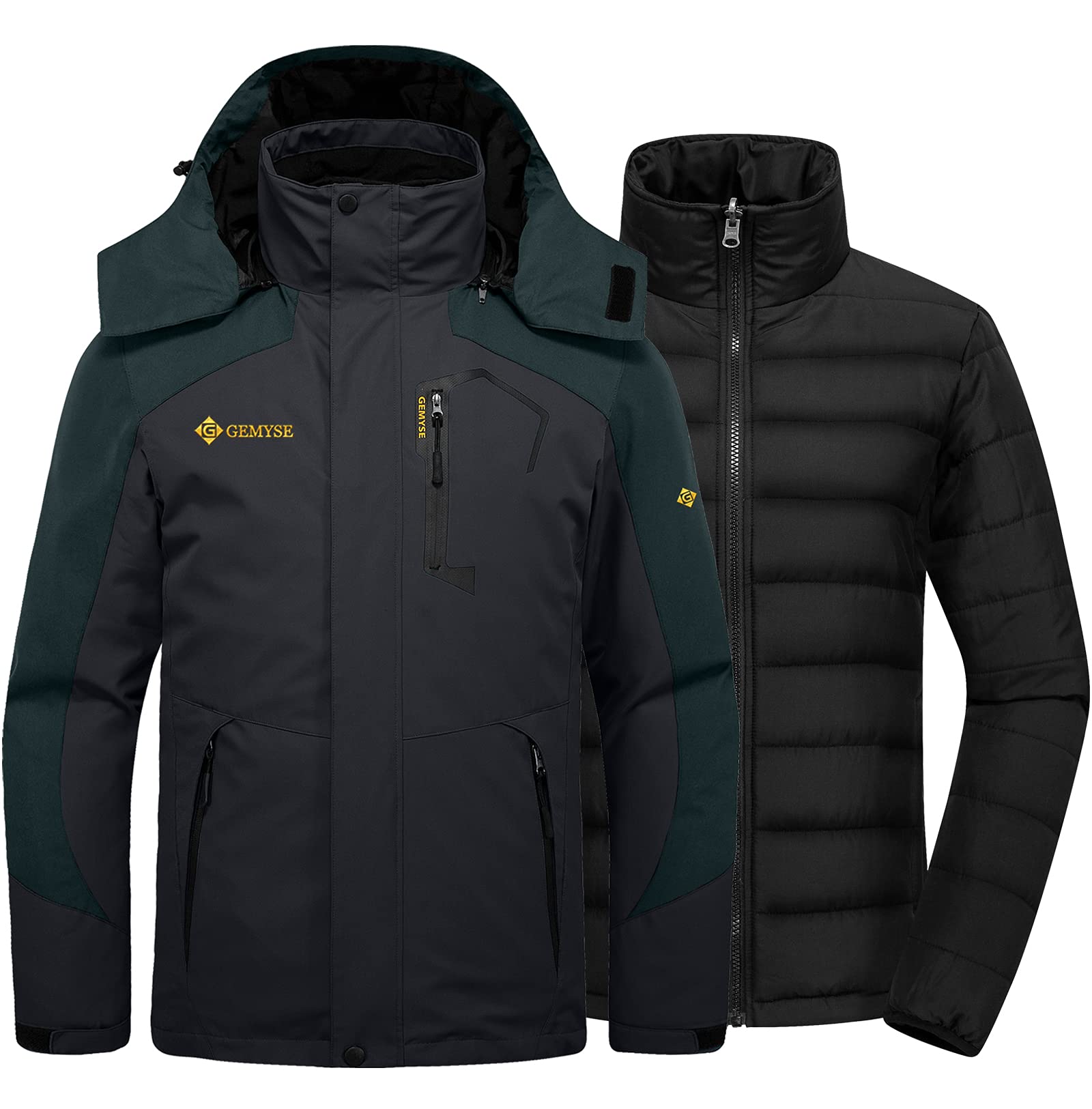 GEMYSE Men's Waterproof 3-in-1 Ski Snow Jacket with Detachable Puffer Liner - Insulated Winter Coat for Skiing, Snowboarding & Outdoor Activities