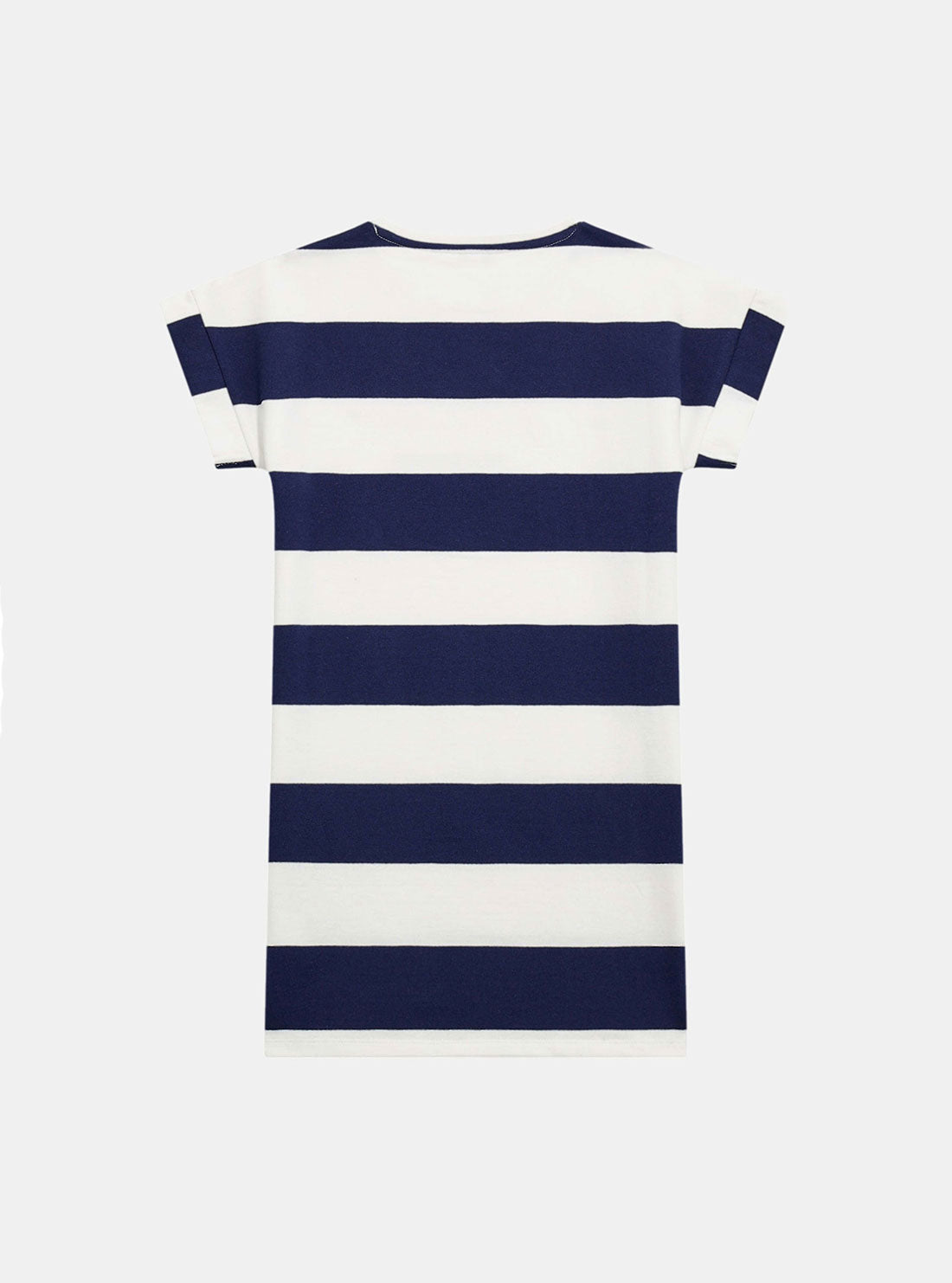 Blue Stripe Terry Short Sleeve Dress for Girls (Size 7-16) - Comfortable Cotton Summer Casual Wear for Playdates & Beach Outings