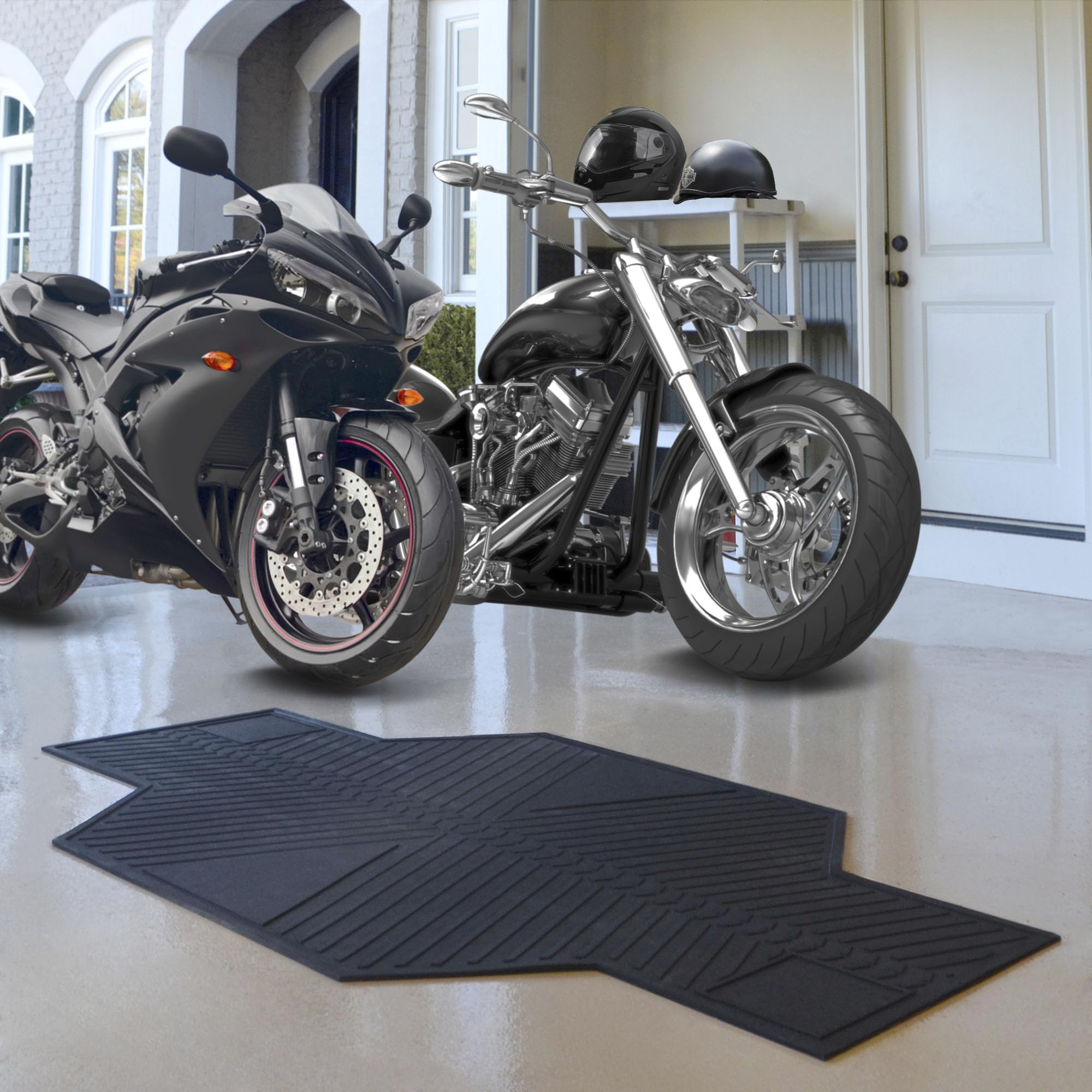 FANMATS 15381 NBA Los Angeles Lakers Motorcycle Floor Mat - Durable Non-Slip Rubber Mat for Motorcycle Parking & Garage Decor