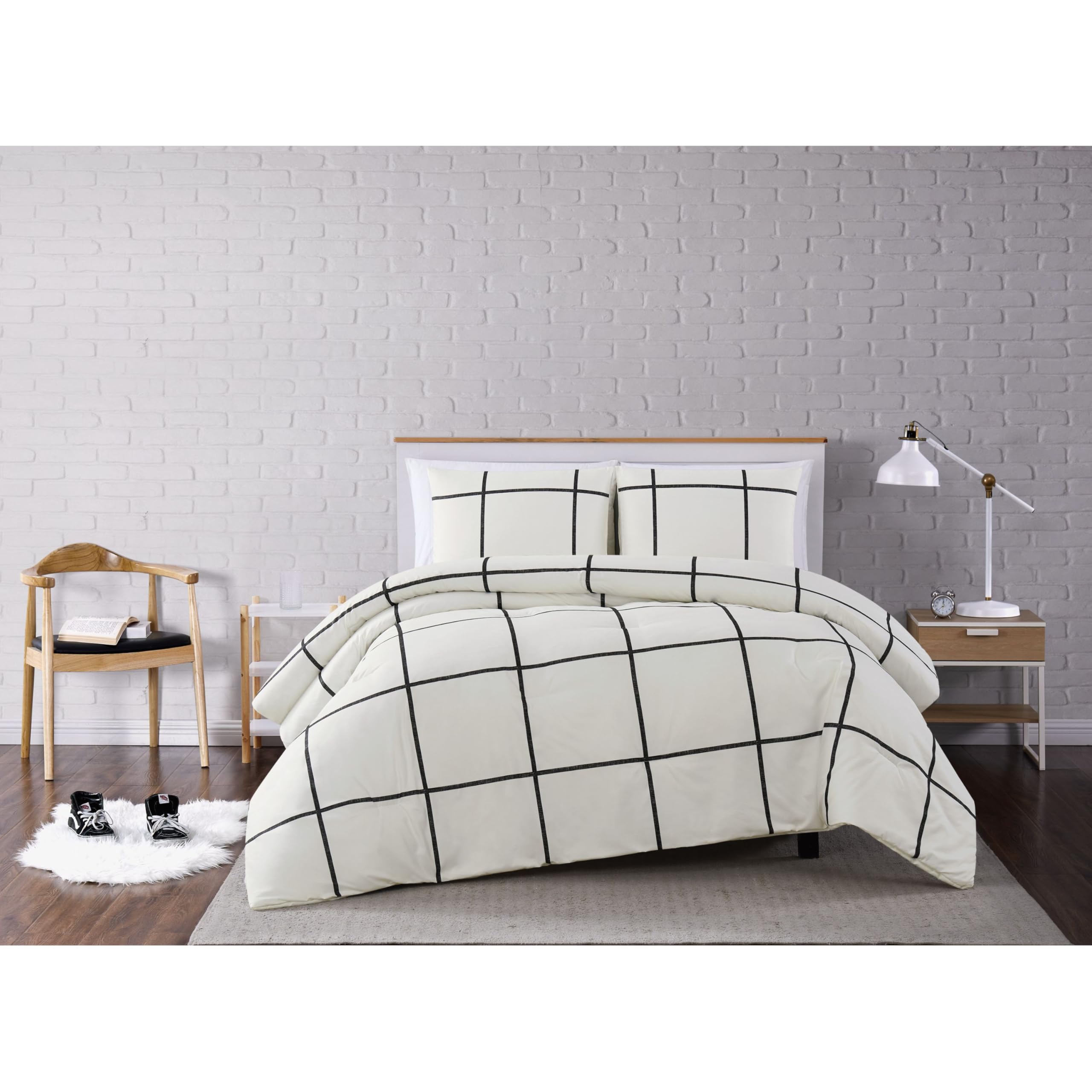 TRULY SOFT Kurt Windowpane Twin XL 2-Piece Comforter Set - Ultra Soft Bedding for Cozy Nights - Perfect for Dorm Rooms, Guest Beds & Small Spaces