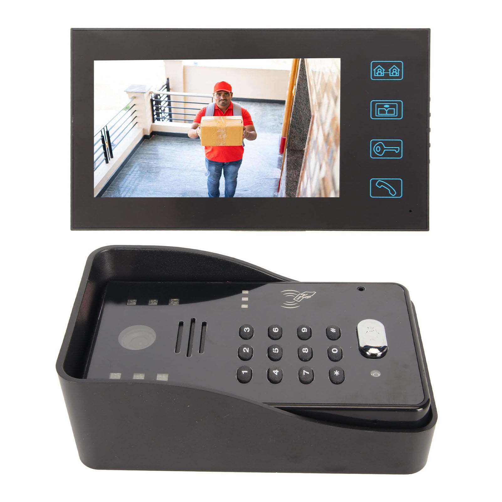 7 Inch TFT Video Door Phone System - Wireless Video Intercom with Access Control, Smart Video Doorbell (EU Plug) for Home Security & Apartment Entry Monitoring