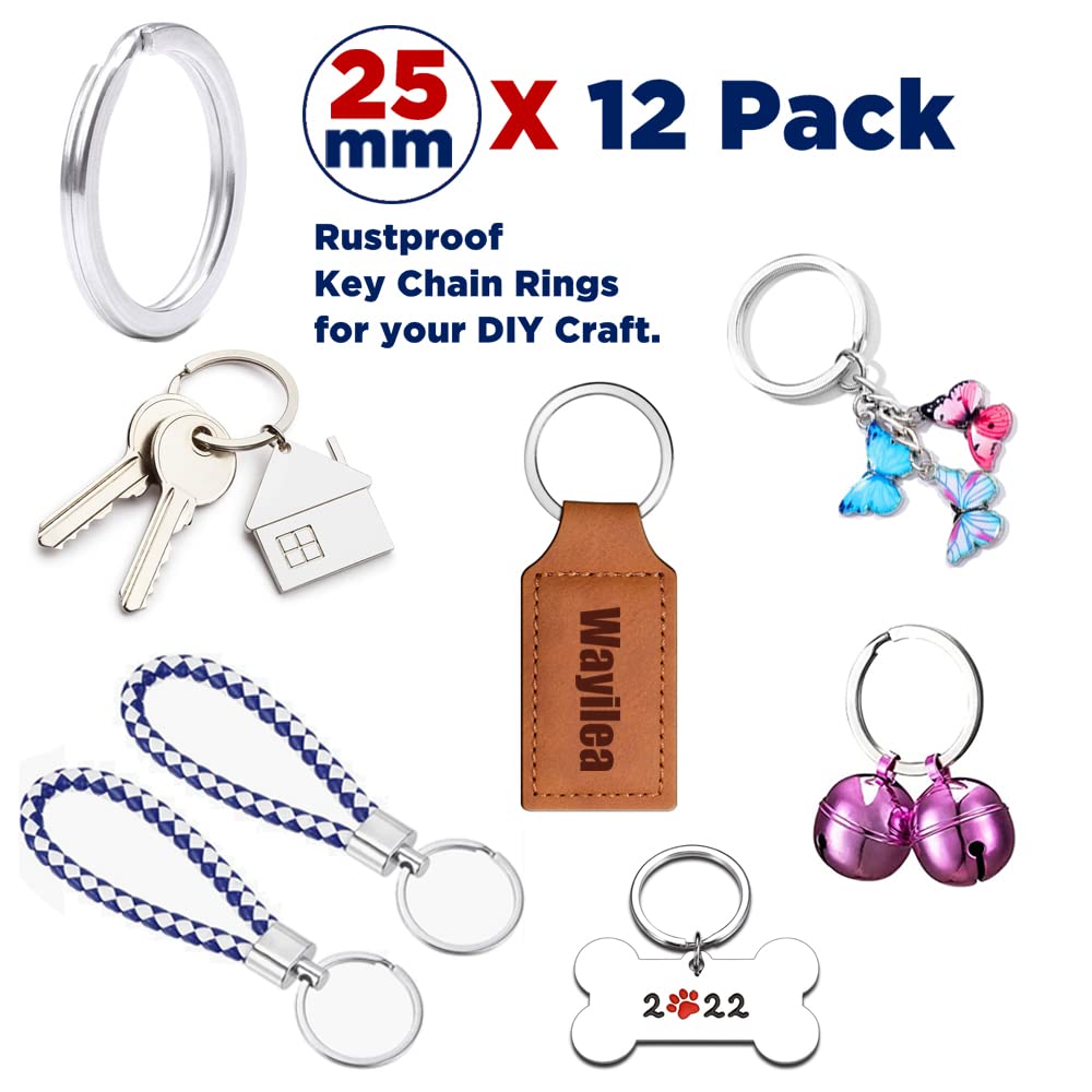 12 Pack Stainless Steel Keychain Rings - 1