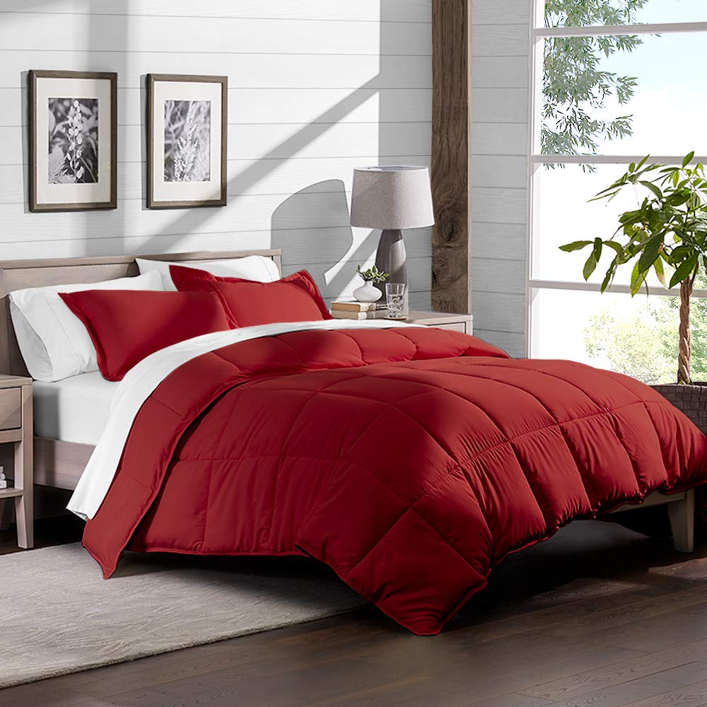 Ivy Union Twin XL Down Alternative Comforter Set - Hypoallergenic, Ultra Soft & Breathable - Perfect for Dorms, Guest Rooms & Cozy Bedrooms (Crimson Red)