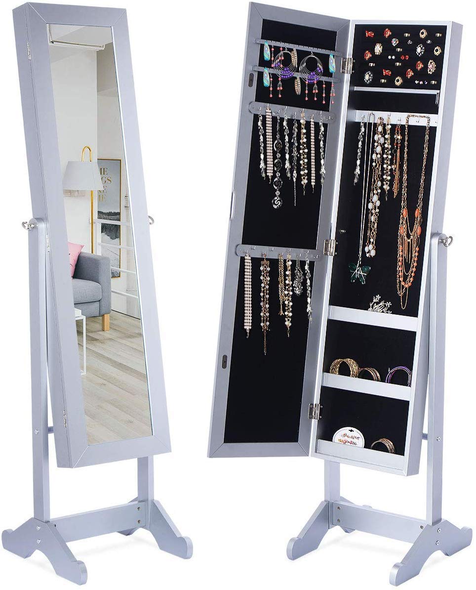 DECOMIL Jewelry Cabinet with Mirror & LED Lights - 57