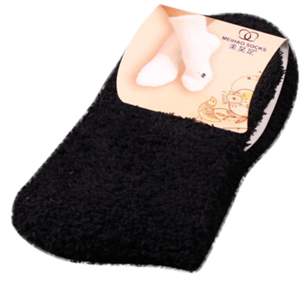 Women's Thermal Socks - Soft Coral Fleece Winter Warm Socks for Home, Bed & Floor - Cozy Non-Slip House Socks for Women & Girls (Black, One Size Fits All) - Perfect for Cold Weather, Lounging & Indoor Comfort