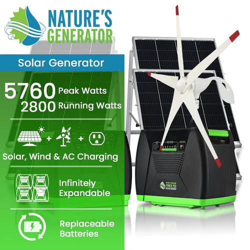 Natures Generator Elite Platinum WE System - Solar Power Generator for Home & Outdoor Use - Emergency Backup Power for Camping, RV, and Off-Grid Living