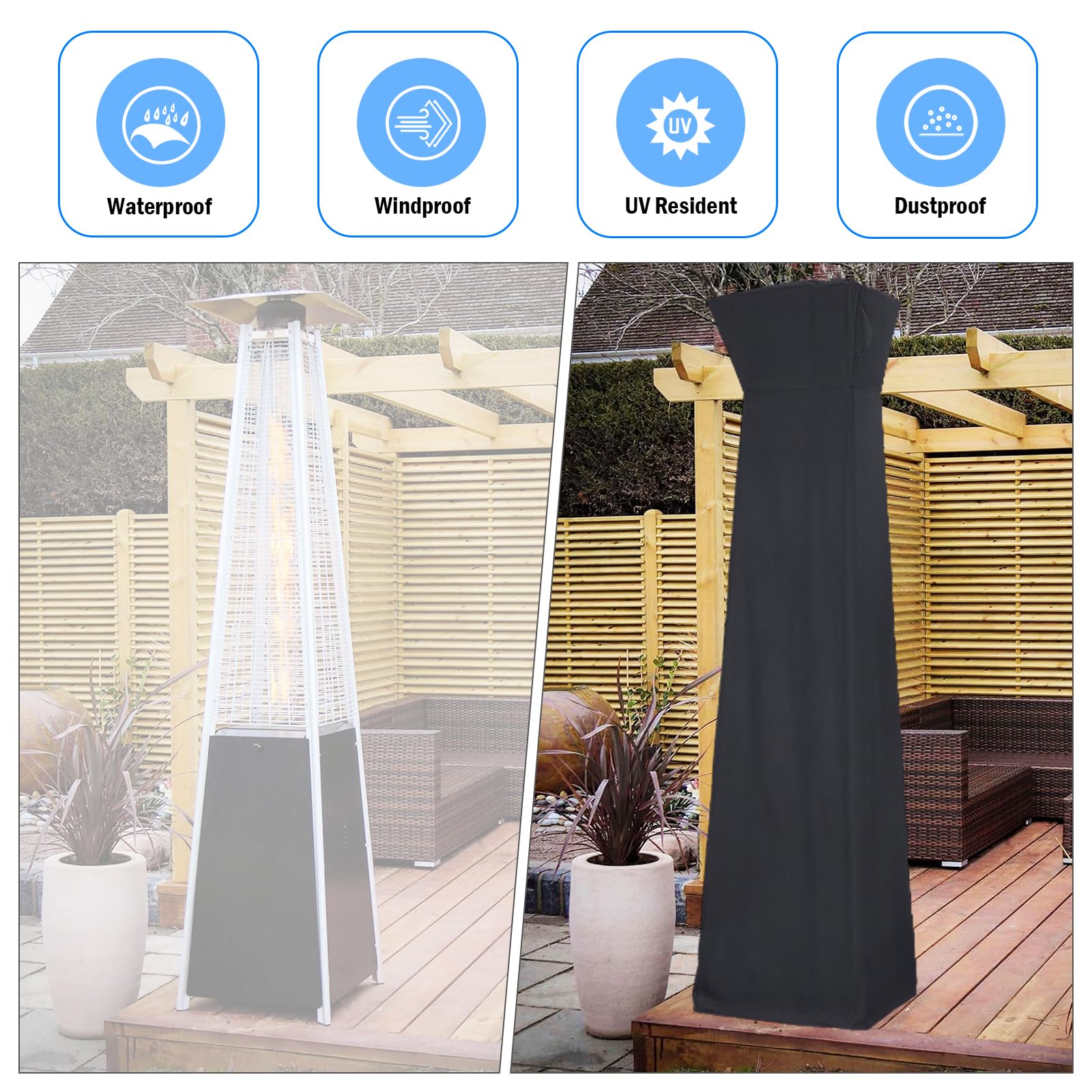 Waterproof Square Patio Heater Cover with Zipper - 87