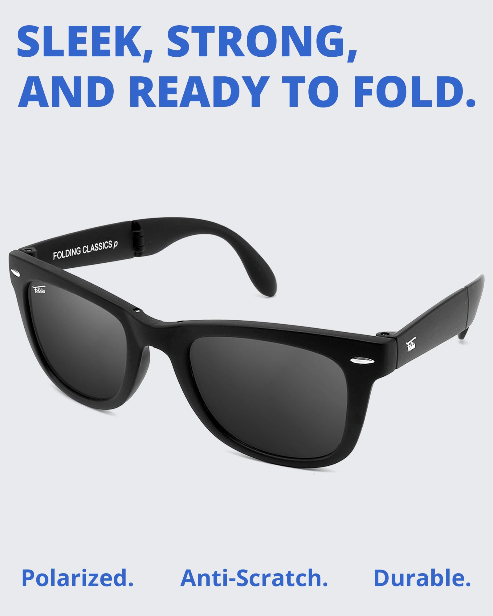Polarized Folding Sunglasses for Men & Women - UV400, UVA/UVB Protection - Classic Style with Leather Case - Perfect for Travel, Driving & Outdoor Activities