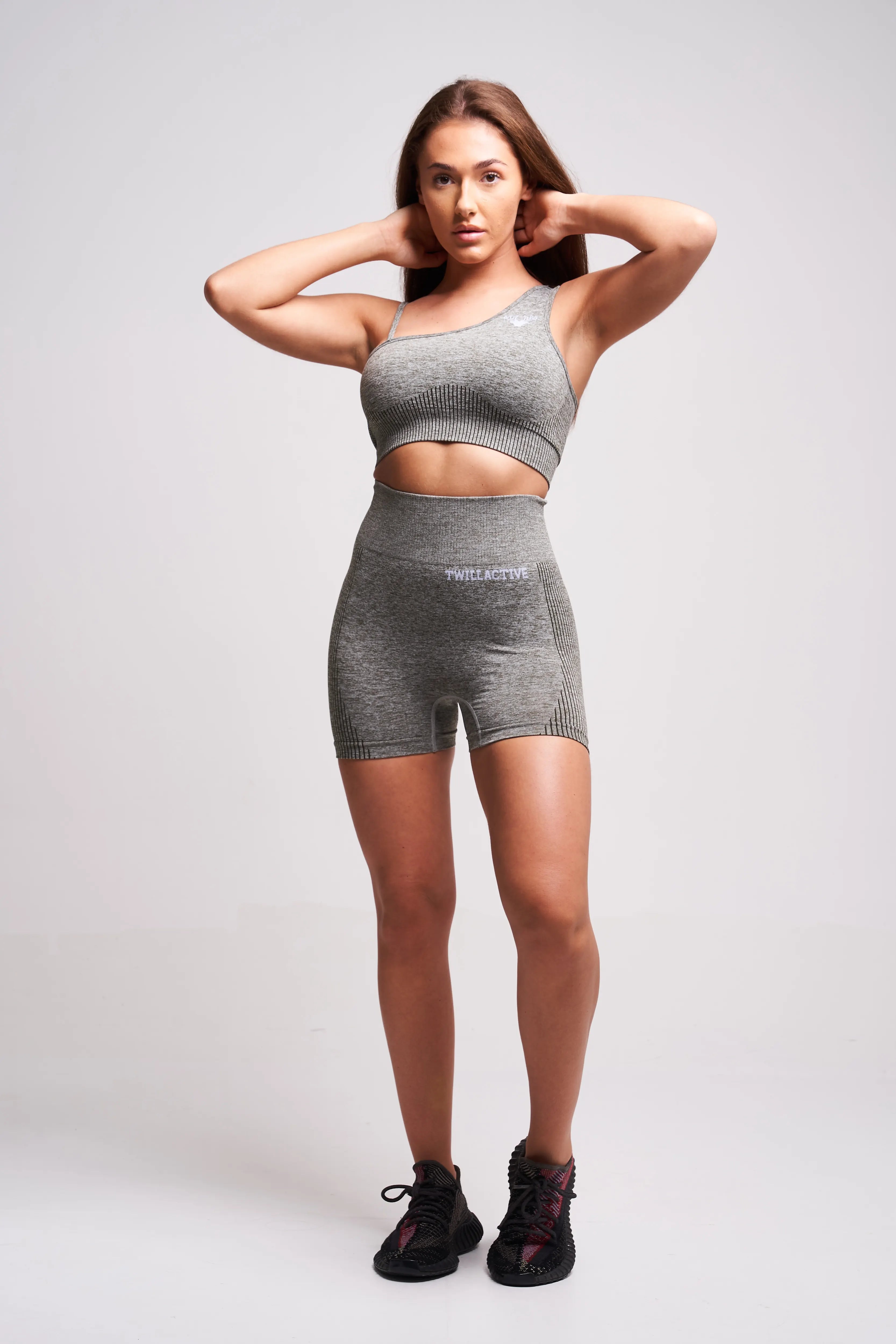 Fortel Recycled Ruched Booty Shorts - Petrol Marl | High Waisted Workout Shorts for Women | Gym, Yoga, Running & Lounge Wear
