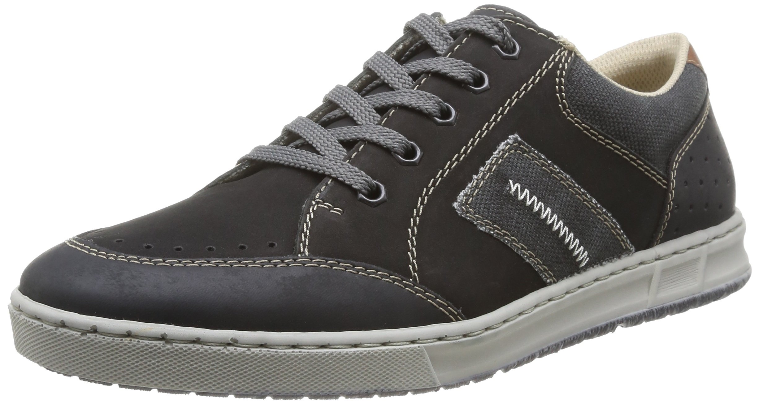 Rieker Men's Loafers - Comfortable Black & Anthracite Slip-On Shoes for Casual Wear, Office & Travel