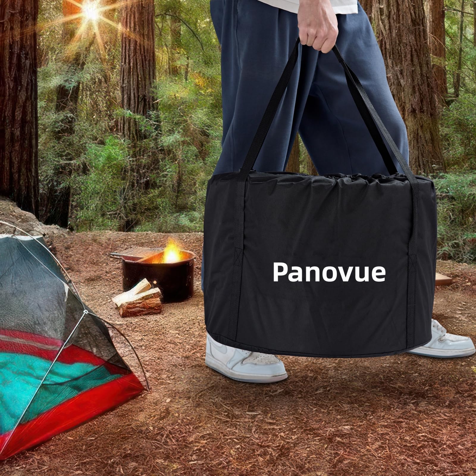 22 Inch Smokeless Fire Pit with Carry Bag - Stainless Steel Outdoor Wood Burning Firepit for Camping, Backyard, Patio & Bonfire - Low Smoke Design (Silver) - Perfect for Outdoor Gatherings, S'mores Nights & Cozy Evenings