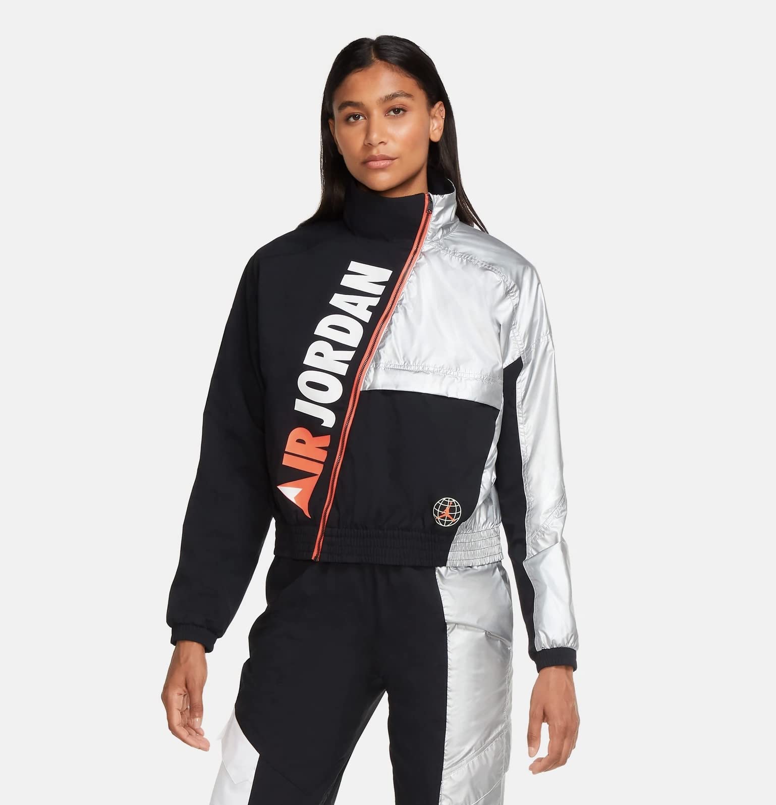 Nike Air Jordan Women's Woven Utility Jacket - Large Size | Lightweight Water-Resistant Windbreaker for Running, Hiking & Outdoor Activities