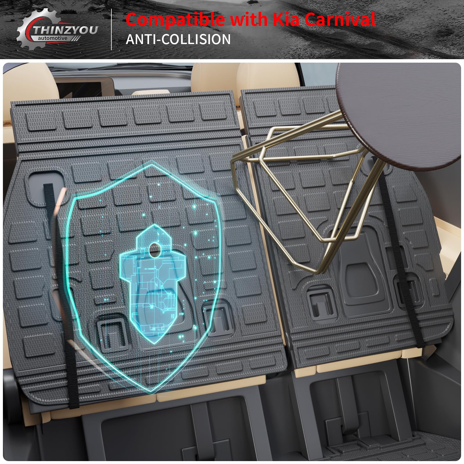 2022-2025 Kia Carnival All-Weather TPE Cargo Mat Trunk Liner - Heavy Duty Back Seat Protector | Perfect for Road Trips, Grocery Hauling & Pet Transport