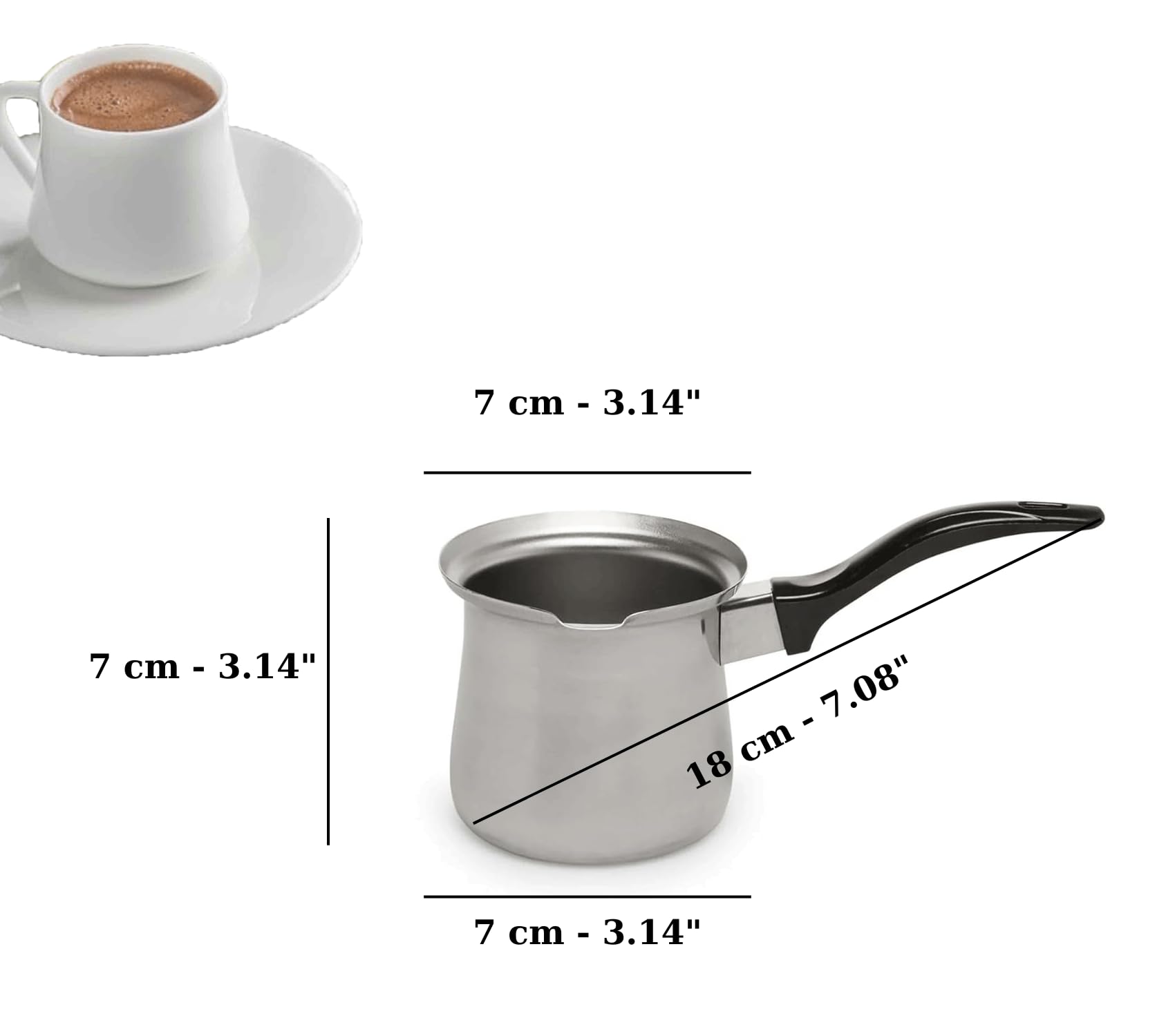 Premium Turkish Coffee Pot - Cezve Briki for Greek & Arabic Coffee, Sauce Maker & Milk Butter Warmer with Wooden Spoon - Perfect for Home Brewing, Gifts & Traditional Coffee Ceremonies