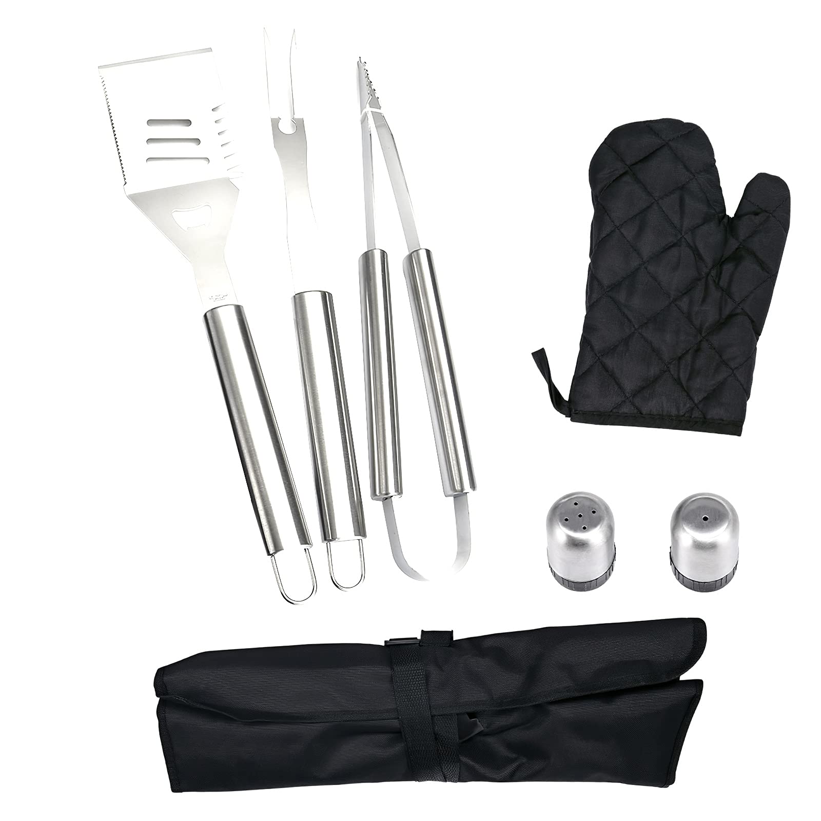 7PCS Premium BBQ Utensil Set - Durable Stainless Steel Grilling Tools with Heat-Resistant BBQ Apron for Outdoor Cooking, Camping & Backyard Parties