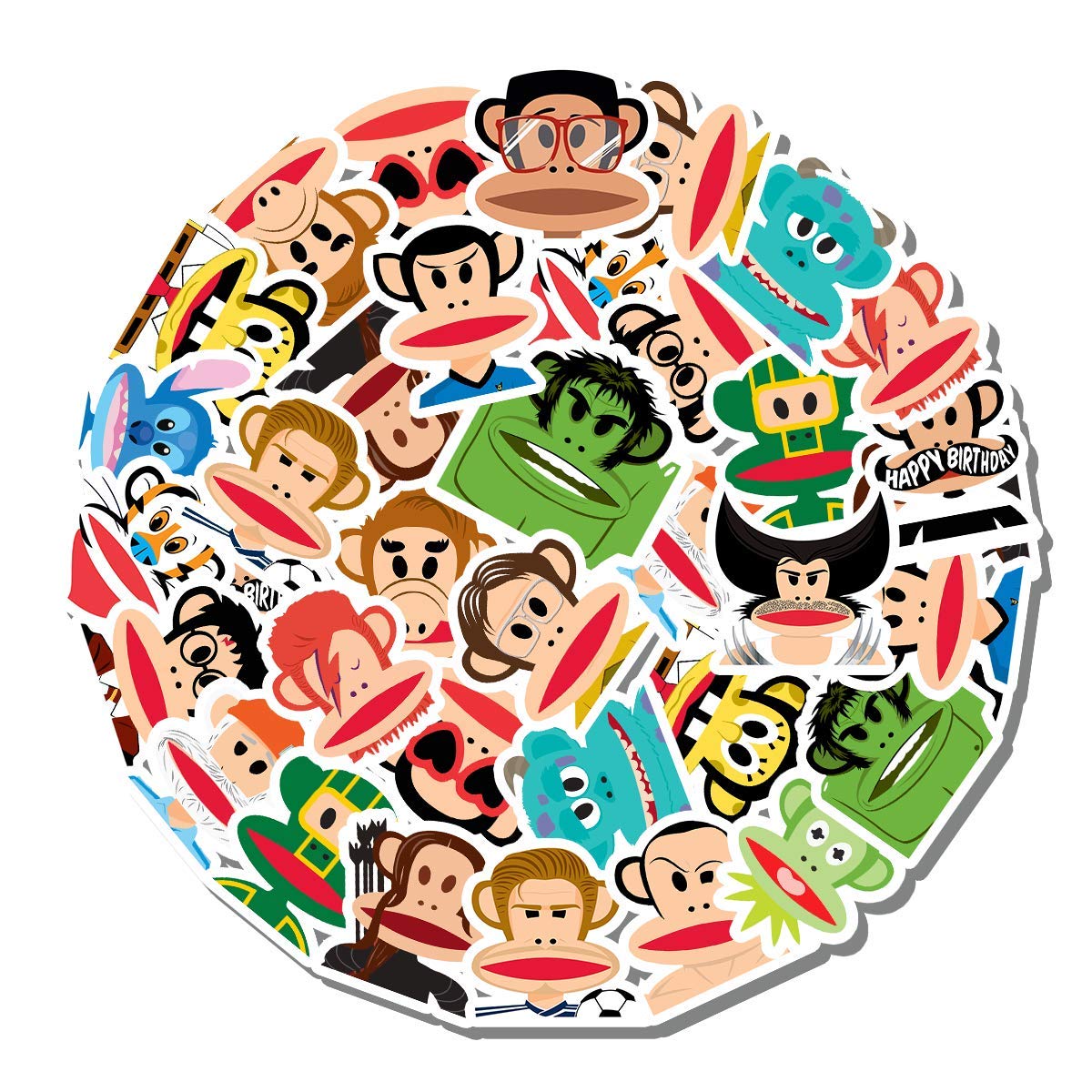 20 PCS Puffy Aesthetic Monkey Vinyl Stickers - Colorful Waterproof Decals for Water Bottles, Laptops, Scrapbooking, Luggage, Skateboards | Perfect for DIY Crafts, School Supplies & Personalizing Belongings