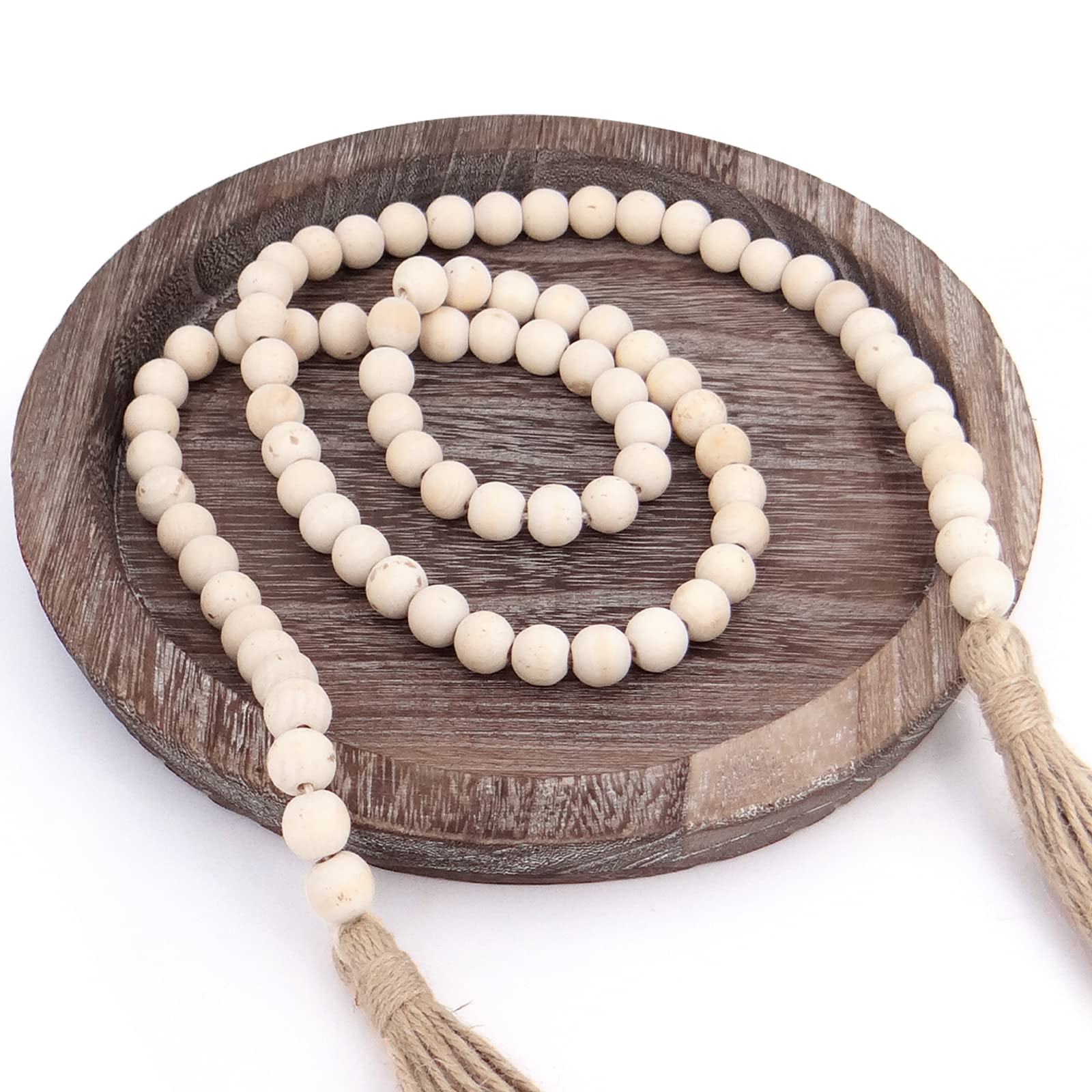 11.2 Inch Round Wooden Decorative Tray with 58