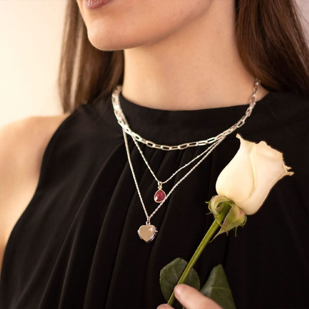 2 Photo Diamond Heart Locket Necklace in Sterling Silver - Personalized Keepsake Jewelry for Loved Ones | Perfect for Anniversaries, Valentine's Day & Memorial Gifts