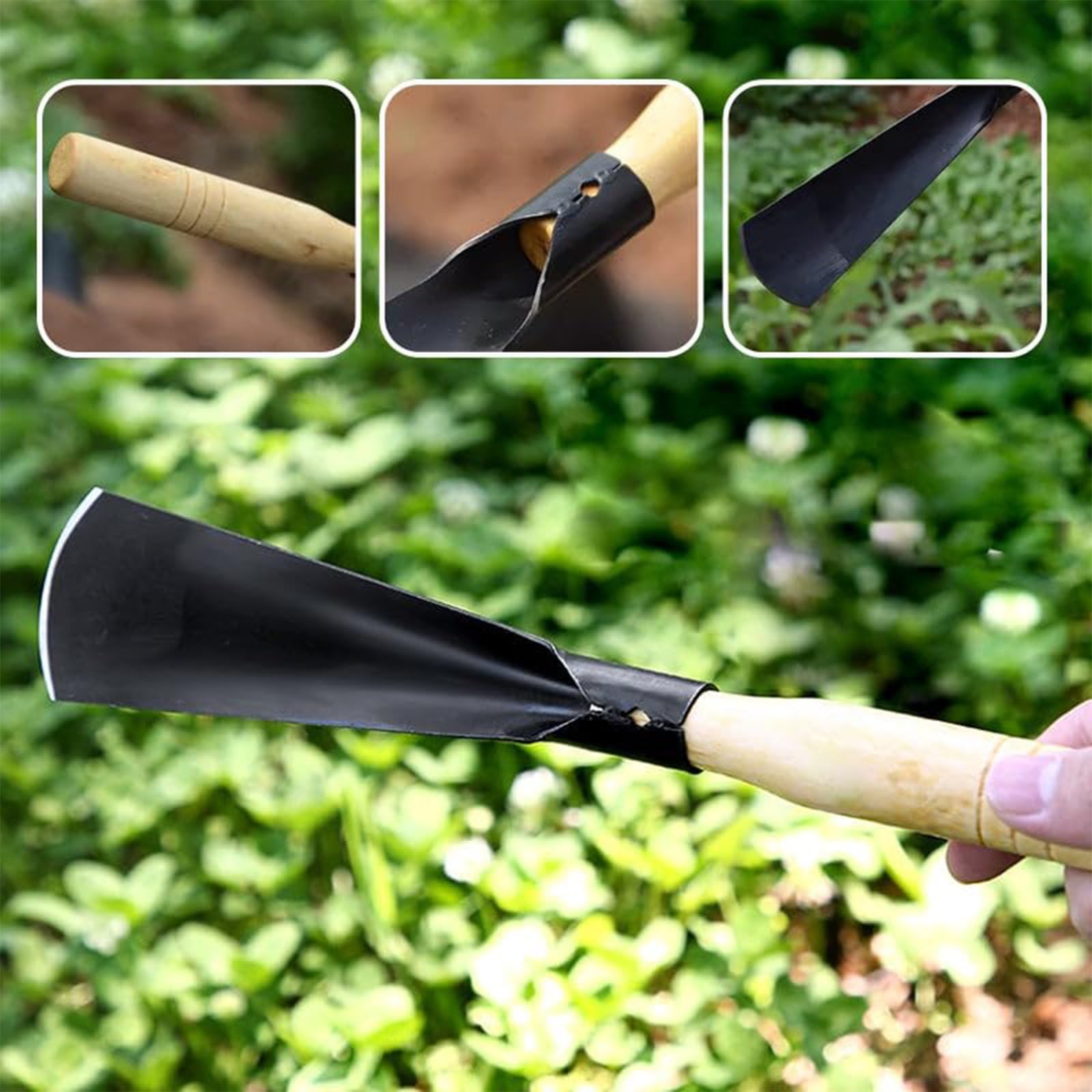 Premium Manganese Steel Garden Trowel with Ergonomic Wooden Handle - Heavy Duty Digging Shovel for Planting, Weeding & Gardening - Perfect for Flower Beds, Vegetable Gardens & Outdoor Landscaping (1 Set)