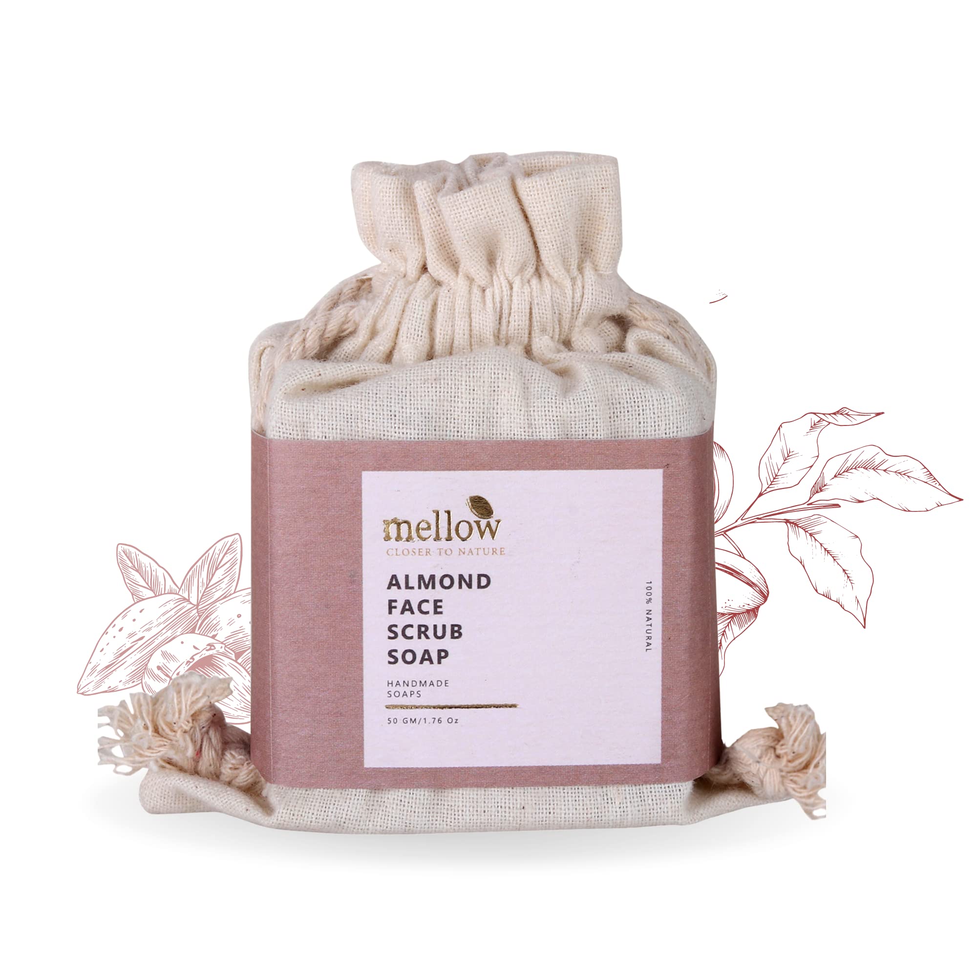 Organic Ayurvedic Almond Giri Powder Face Scrub & Herbal Soap (50g) - Natural Blackhead Remover, Dark Spot Treatment, Moisturizing & Nourishing Facial Cleanser - Paraben & Sulfate Free - Perfect for Daily Skincare & Spa Routine