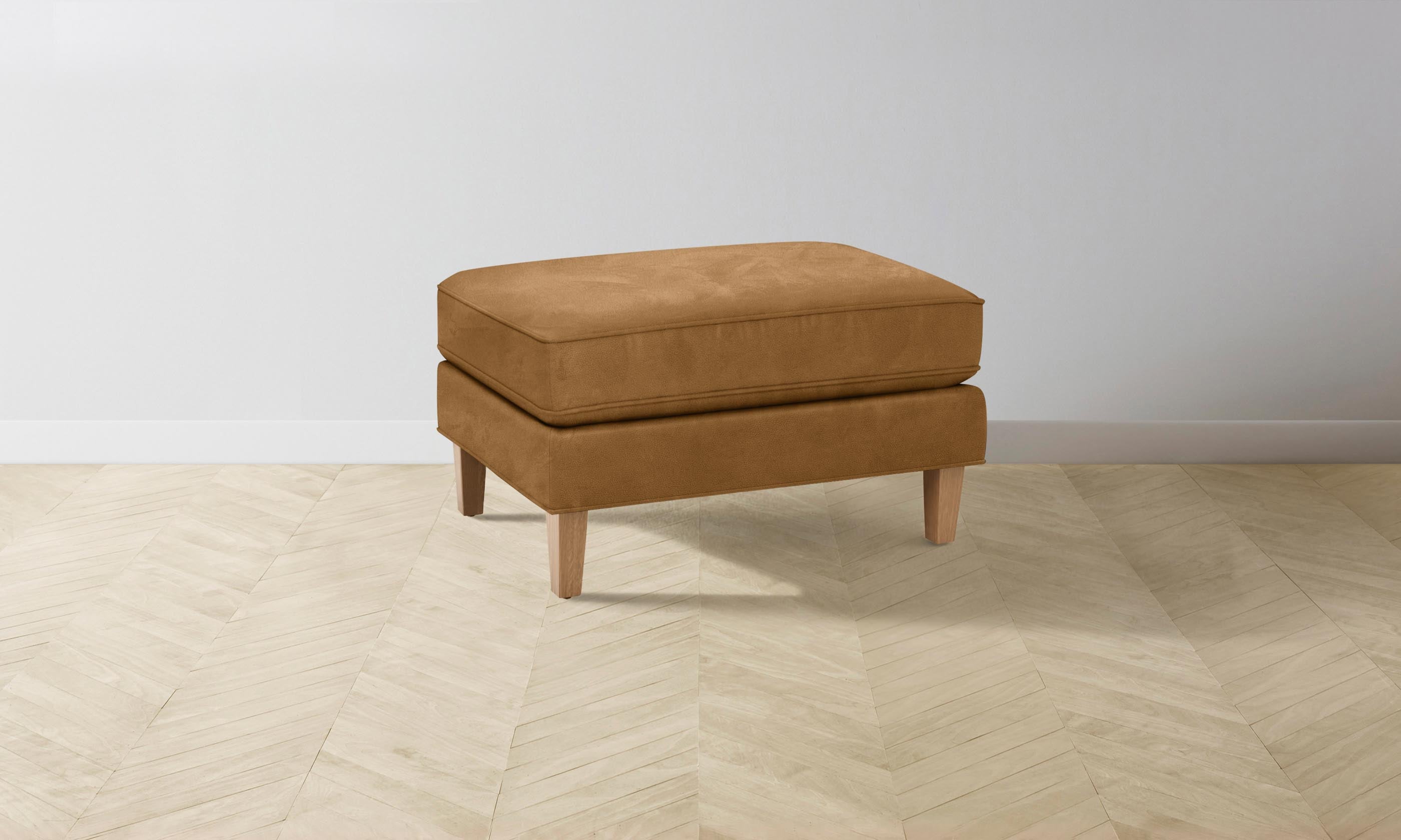 Premium Nubuck Leather Saddle Ottoman - Handcrafted Footrest & Storage Bench for Living Room, Bedroom & Office - Comfortable & Stylish Home Decor