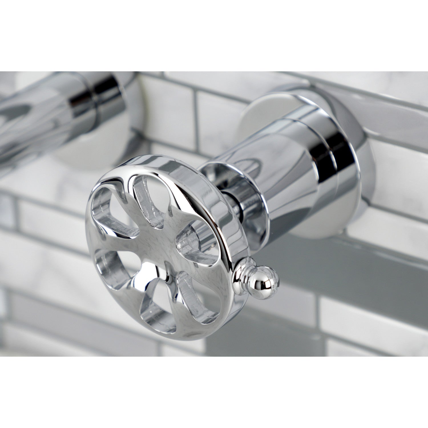 Belknap KS8021RX 3-Hole Wall Mount Roman Tub Faucet with Two Handles - Polished Chrome Finish for Bathroom & Spa Luxury Experience