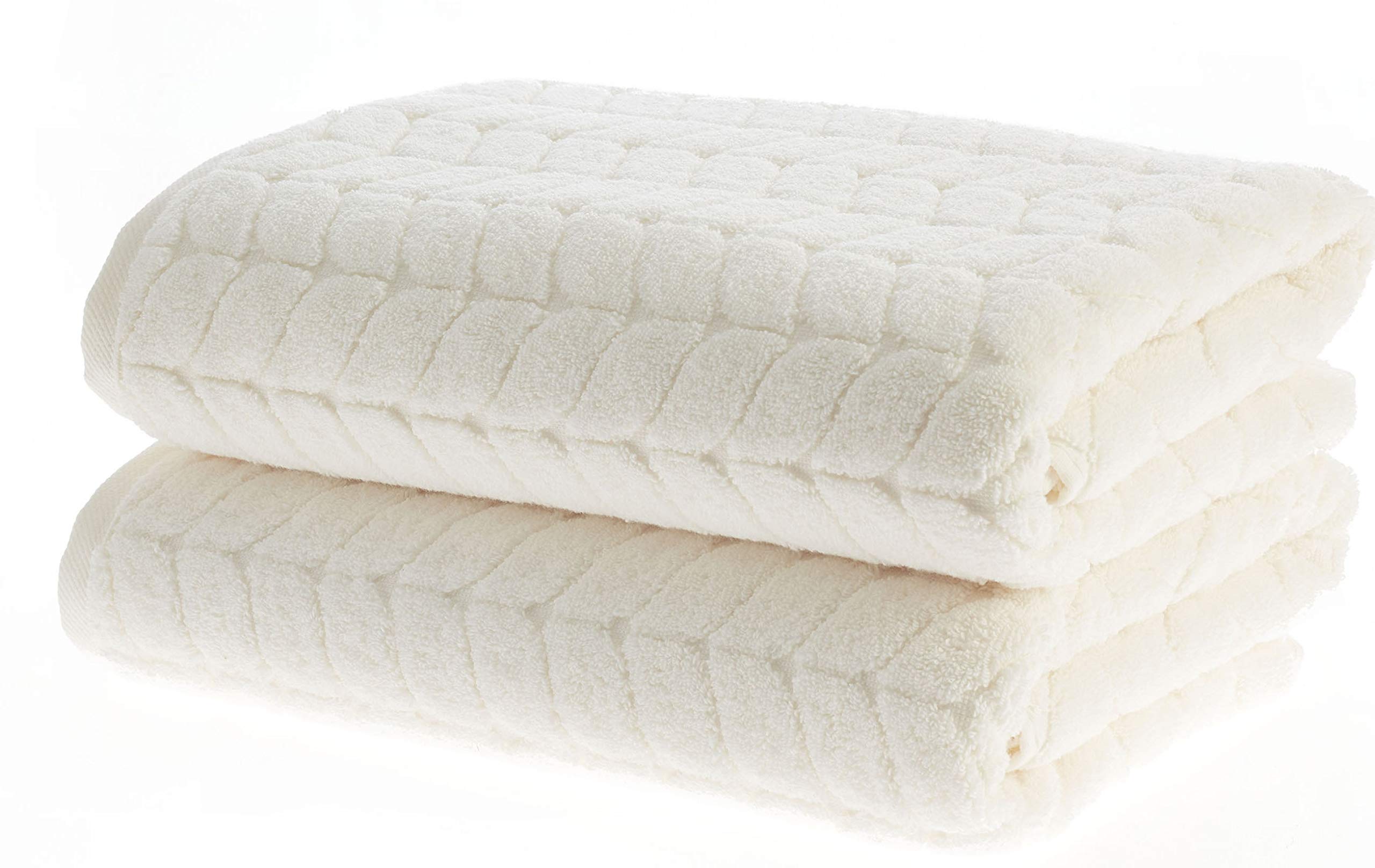 BAGNO MILANO Luxury Turkish Bath Towels Set - Ultra Soft Plush Jacquard Quick Dry Bath Sheet (Cream) | Spa, Beach & Home Bathroom Essentials