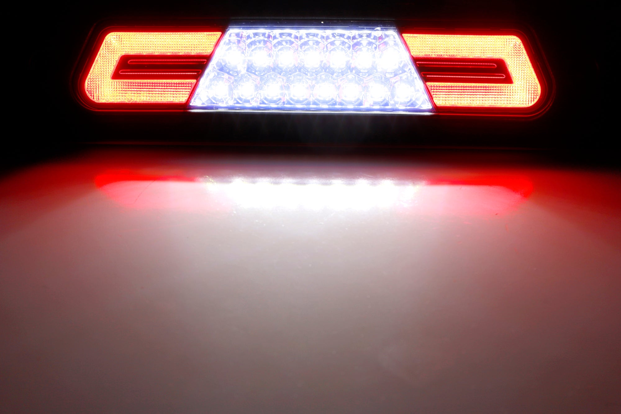 Dark Red Double C Ring Full LED High Mount 3rd Brake Light Compatible with Ford F150 2009-2014 Models - Enhanced Visibility & Safety for Pickup Trucks