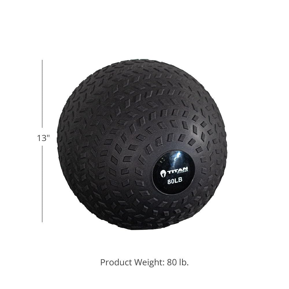 Titan Fitness Rubber Tread Slam Ball - Dead Bounce Weighted Exercise Ball for Strength Training, CrossFit, HIIT Workouts - Perfect for Throwing, Catching, Slamming & Twisting Moves - Gym, Home & Outdoor Fitness Equipment