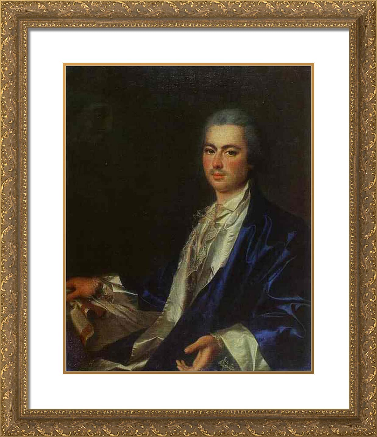 20x23 Gold Ornate Framed Art Print - Dmitry Levitzky Portrait of Unknown Man from Saltykov Family - Classic Home Decor for Living Room, Office & Gallery Display