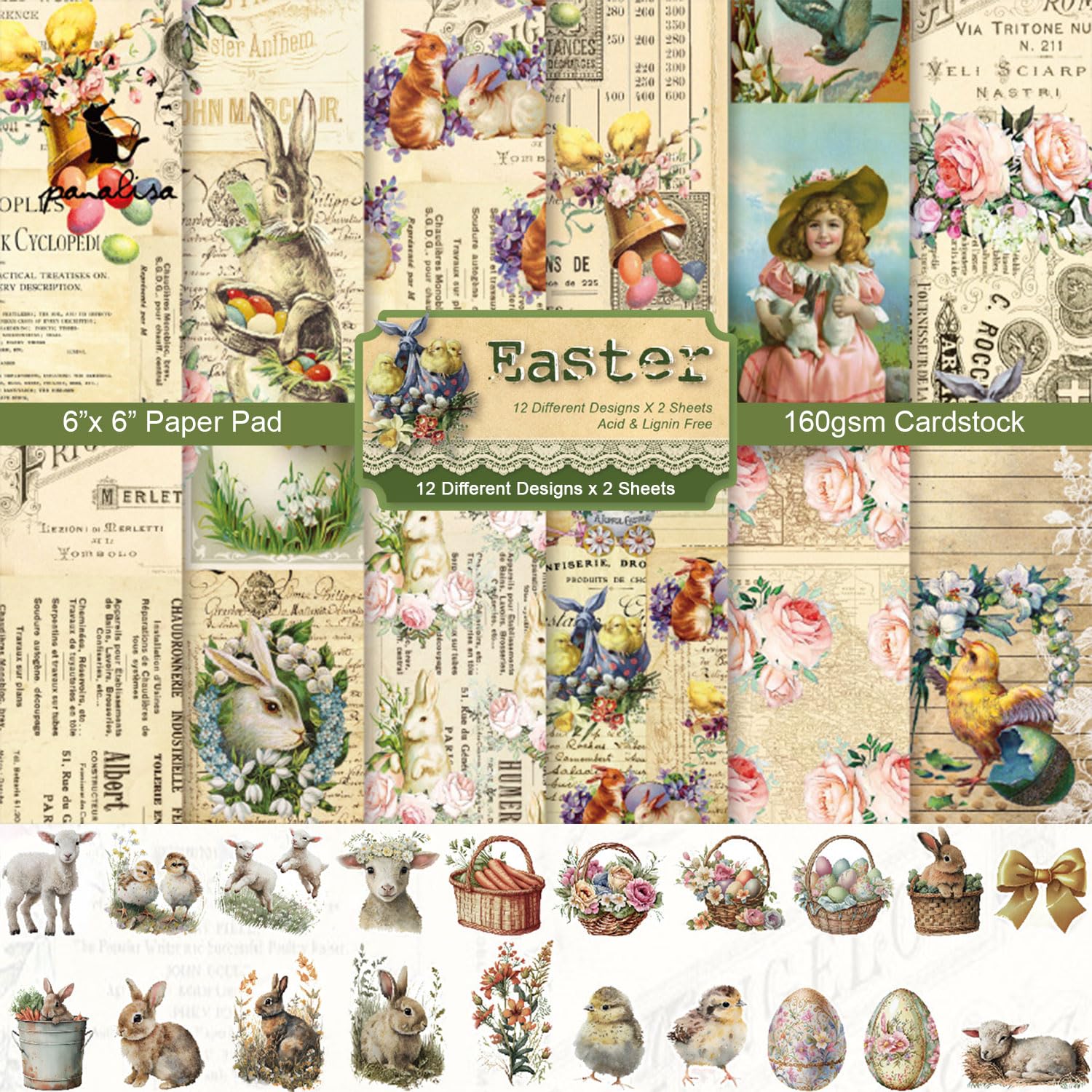 24 Sheets Easter Scrapbook Paper Set - 6