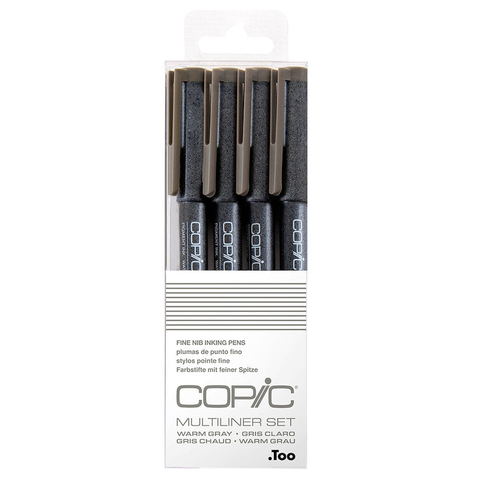 Copic MultiLiner Drawing Pen Set - 4 Warm Grey Markers for Sketching, Illustration & Comic Art | Perfect for Artists, Designers & Beginners