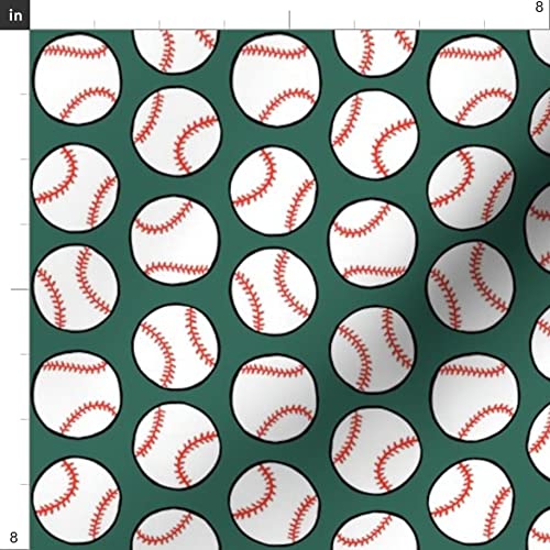 Baseball Sport Team Printed Velvet Upholstery Fabric - Pine Green Play Ball Design for Home Decor, Apparel & DIY Projects | Fat Quarter for Sewing, Quilting & Crafts