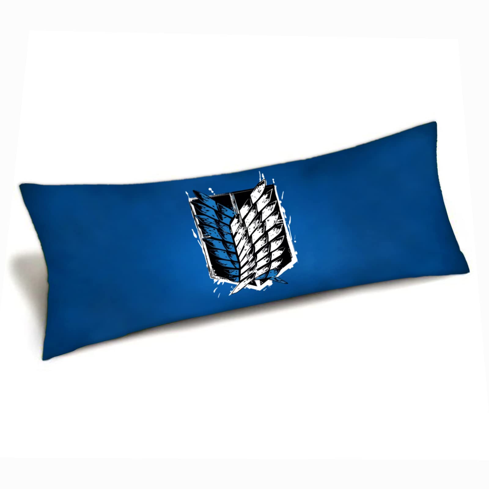Attack on Titan Anime Body Pillowcase - Wings of Freedom Design 20x54 Inch with Zipper - Blue & Red Long Hug Pillow Cover for Anime Fans | Perfect for Bedroom Decor, Cosplay Props & Otaku Gift