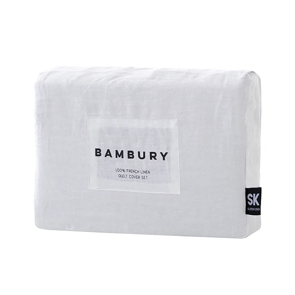 Premium French Linen Quilt Cover Set by Bambury - Ivory Queen Size Bedding Set | Luxury Soft Breathable Duvet Cover for Master Bedroom & Guest Room Decor