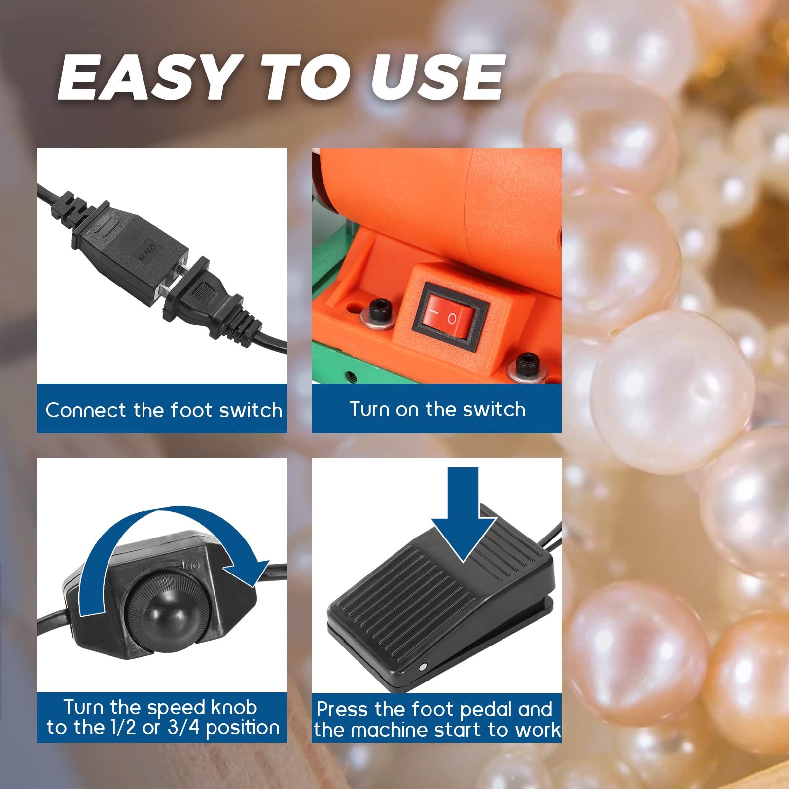 BAOSHISHAN 480W High-Power Pearl Drilling Machine for Jewelry Making - Efficient Pearl Holing Tool with 110V for DIY Crafts, Beading & Professional Jewelry Design