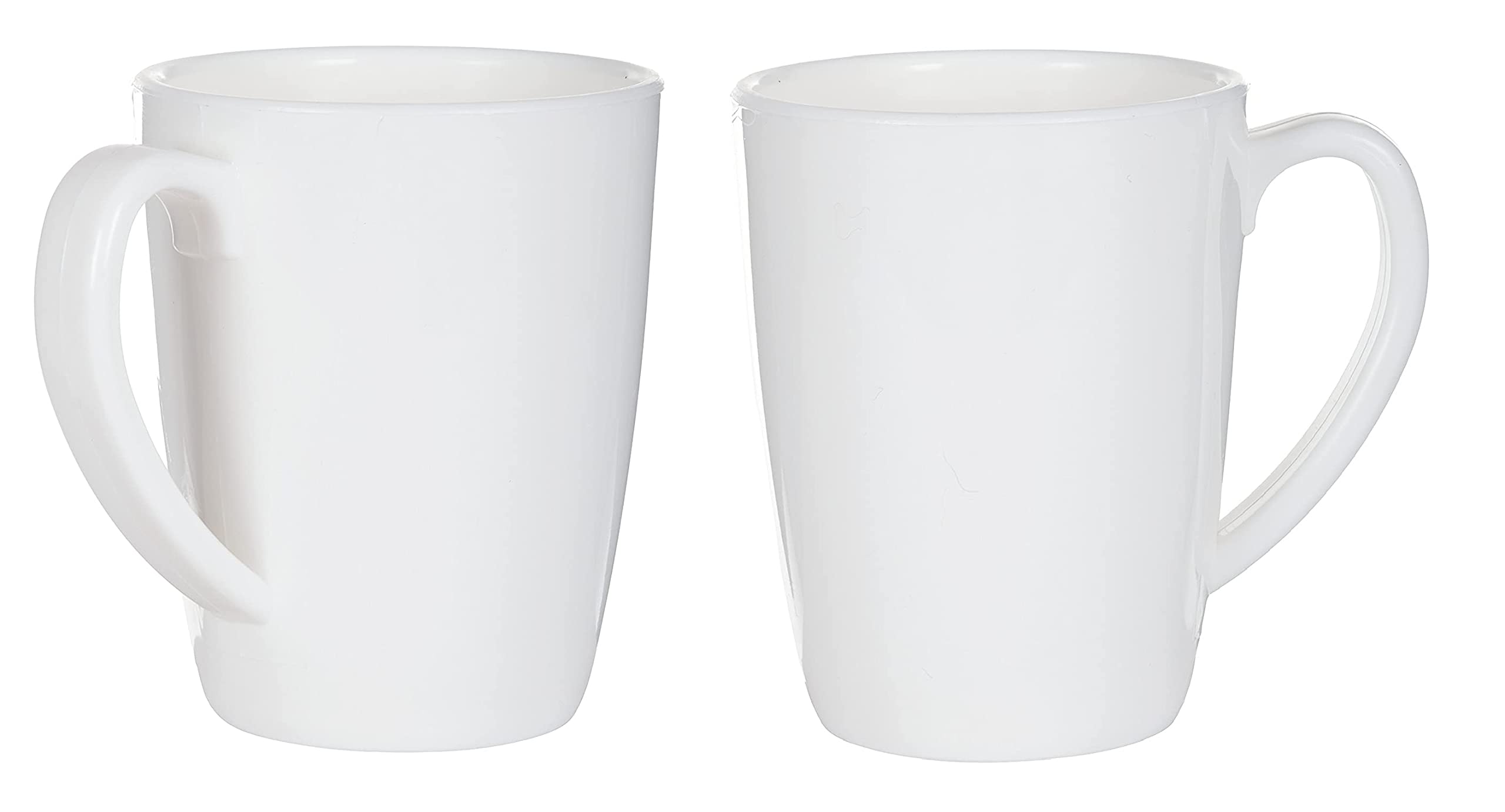Vibrant Unbreakable 300ml BPA-Free Plastic Coffee Mugs Set of 2 - Microwave Safe Tea & Coffee Cups for Home, Office & Outdoor Use | Dishwasher Safe White Drinking Glasses