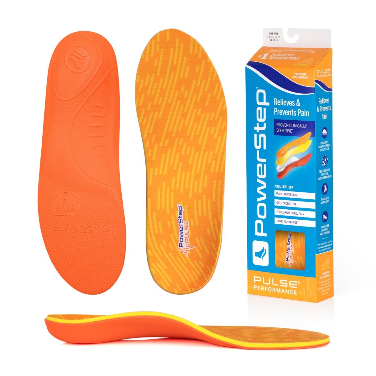 PULSE® Performance Insoles - Premium Arch Support & Cushioning for Running, Walking & Work - Comfortable Orthotic Shoe Inserts for Men & Women - Ideal for Athletes, Nurses & All-Day Wear