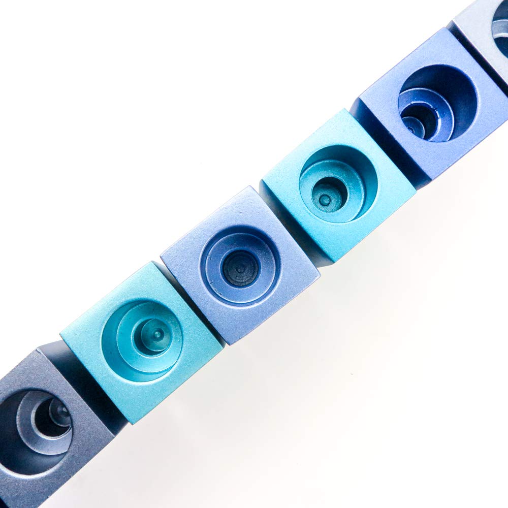 Elegant Blue Aluminum Hanukkah Menorah - 9 Branch Judaica Candle Holder by Yair Emanuel (Bundle) - Perfect for Hanukkah Celebrations, Jewish Home Decor & Holiday Gift Giving