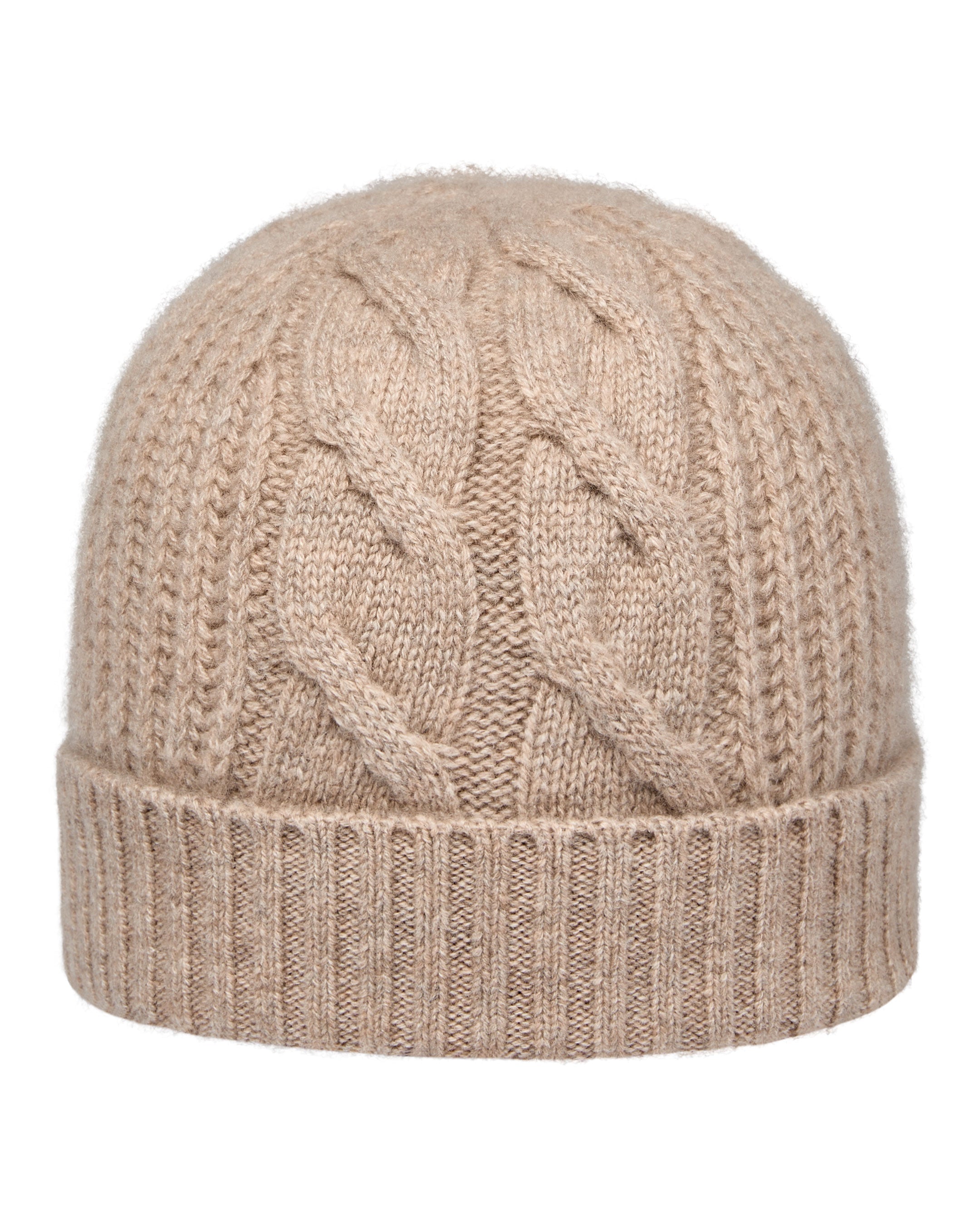 Women's Cable Knit Cashmere Beanie - Soft & Warm Winter Hat in Oatmeal Brown - Perfect for Cold Weather & Outdoor Activities