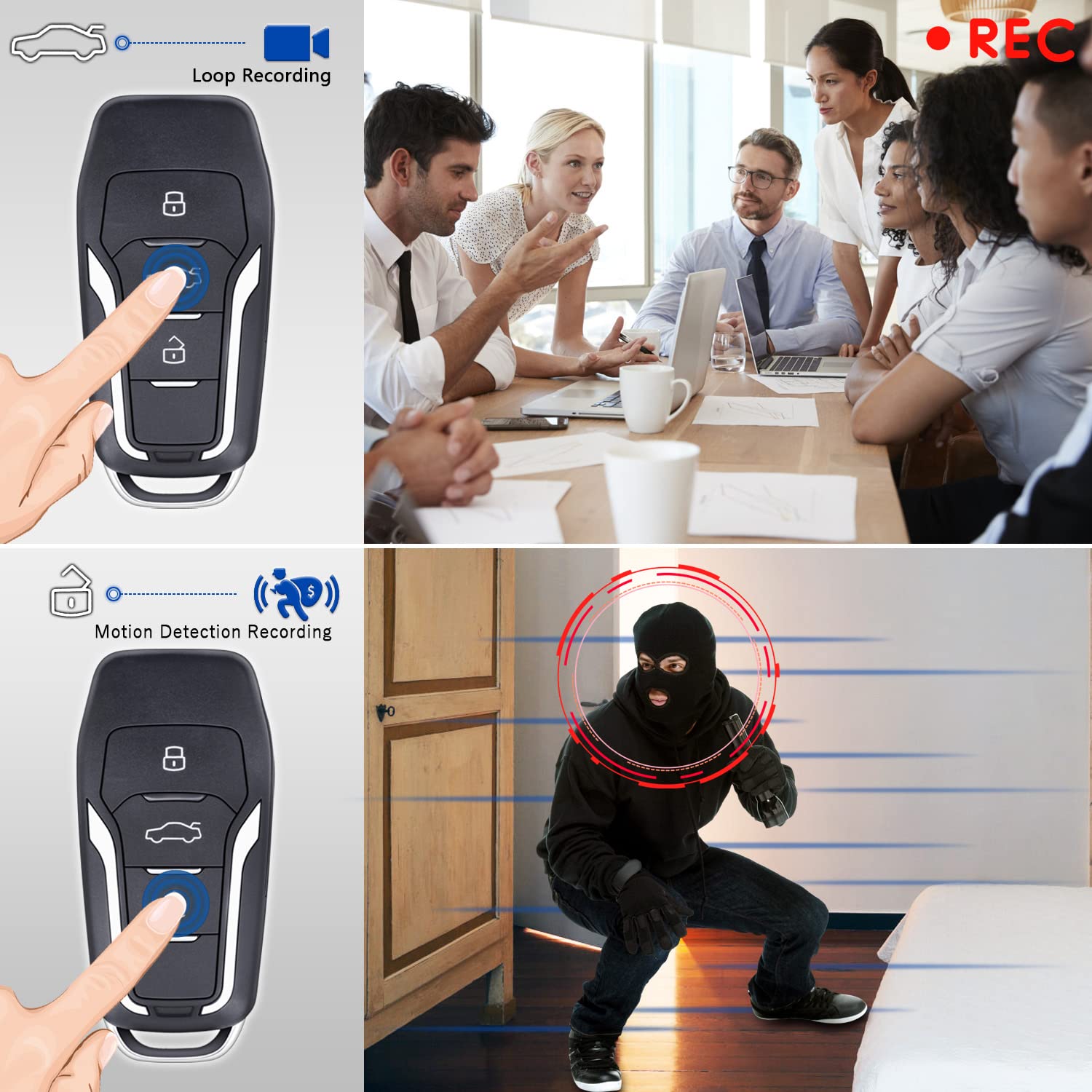 1080P Mini Hidden Spy Camera with Motion Detection - 64GB Car Key Camera, Small Portable Security Camera (QD004UK) for Home Surveillance, Office Monitoring & Secret Recording