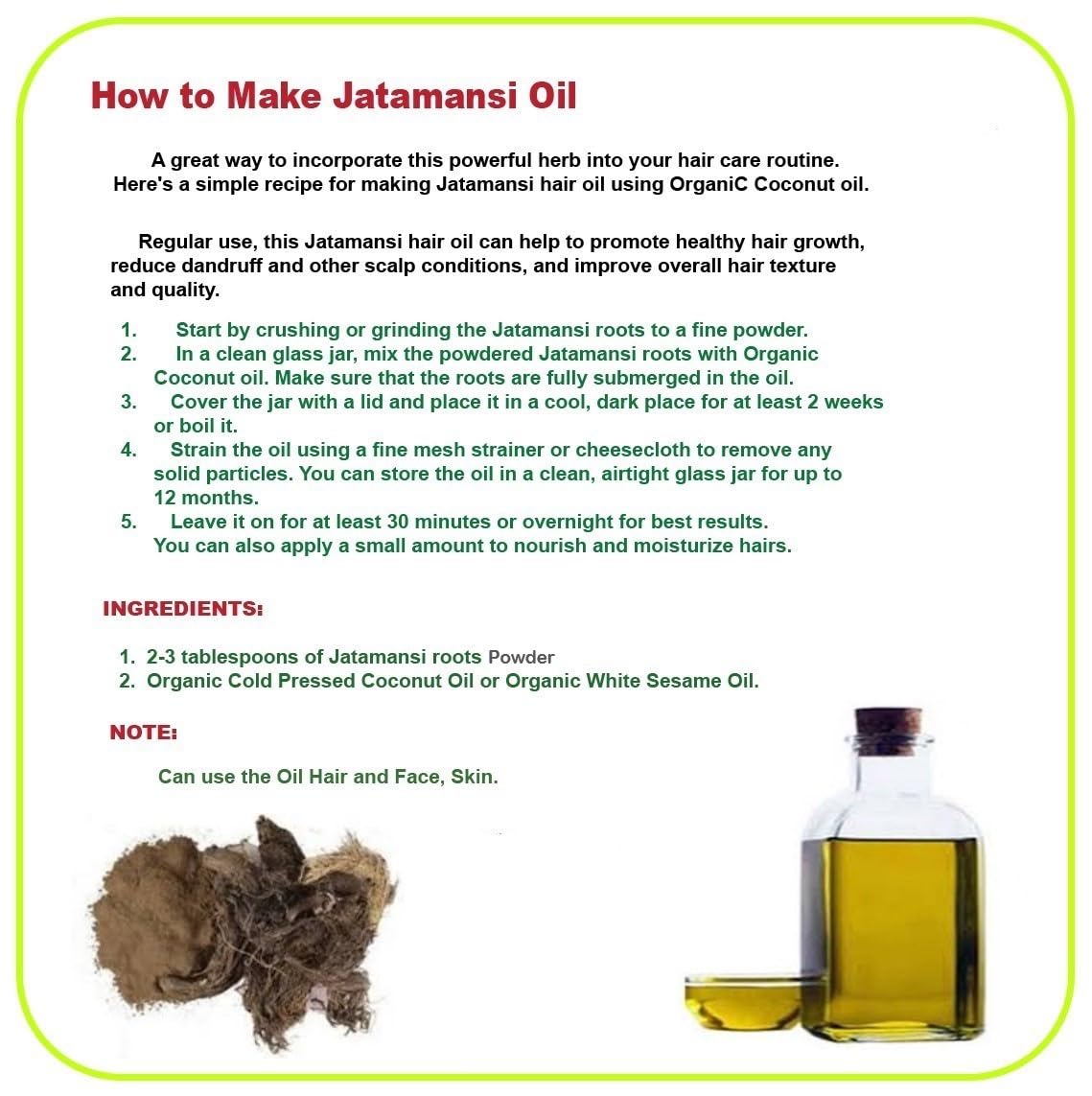 Organic Jatamansi Powder (100g) - Nardostachys Jatamansi for Hair Growth, Strong & Silky Hair, Dandruff & Split Ends Treatment | Natural Ayurvedic Remedy for Healthy Hair & Scalp Care | Perfect for DIY Hair Masks & Herbal Hair Treatments