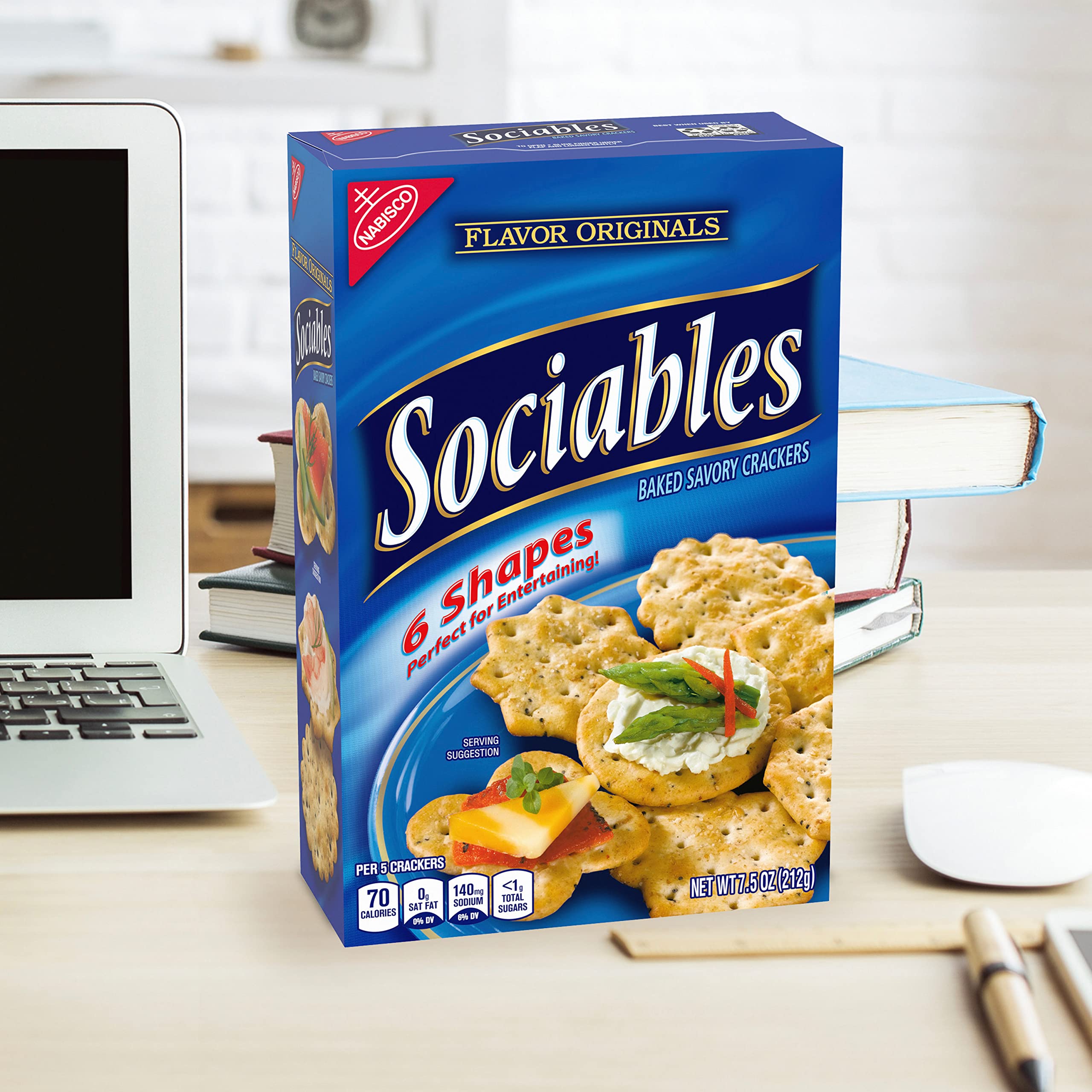 Flavor Originals Sociables Baked Savory Crackers - 6 Pack (7.5 oz Each) | Party Snacks, Game Night Treats & Office Break Room Snacks | Delicious Baked Crackers for Entertaining & Social Gatherings