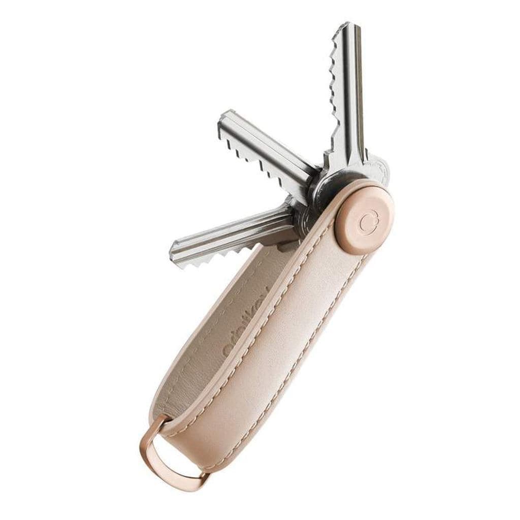 Orbitkey Leather 2.0 Key Organizer - Premium Minimalist Key Holder for Men & Women (Blush Pink) | Compact Keychain Wallet for Home, Office & Travel Accessories