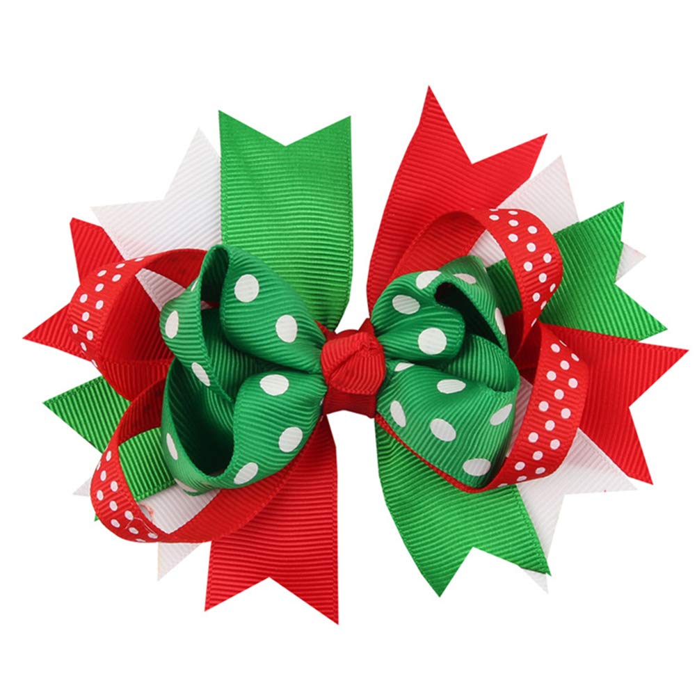Christmas Hair Bows for Kids - Grosgribbon Hair Clips for Holiday & Party Accessories