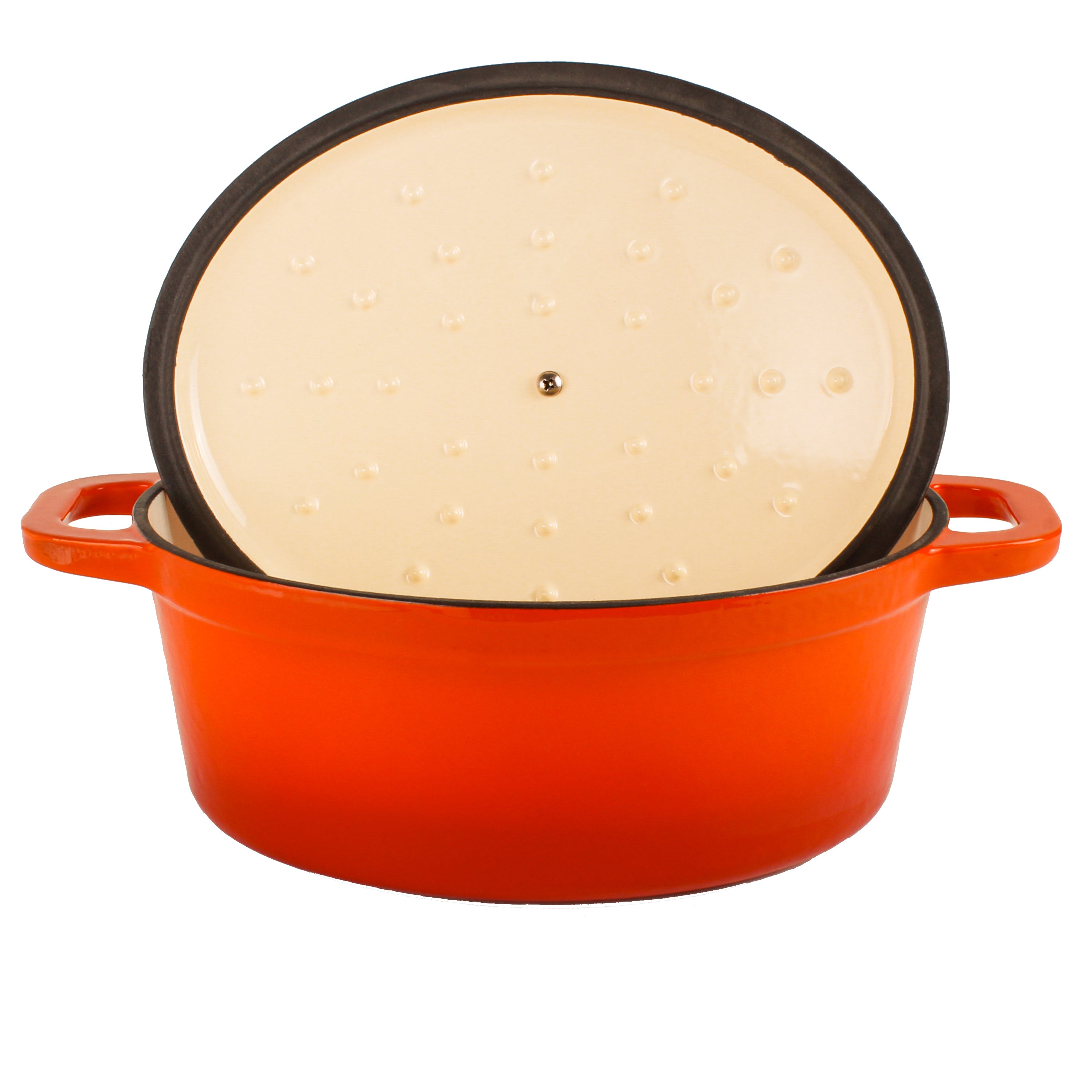 BergHOFF Neo 4-Piece Cast Iron Cookware Set with 5qt Dutch Oven & 8qt Skillet - Orange Enameled Cookware for Stovetop, Oven & Camping - Perfect for Braising, Frying & Slow Cooking