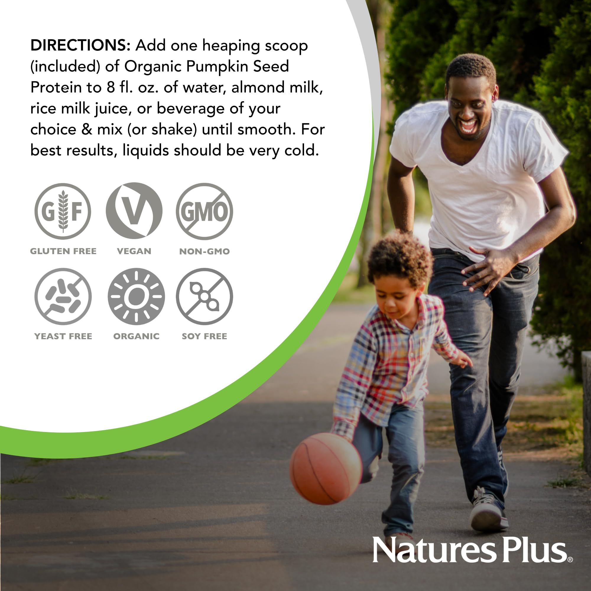 NaturesPlus Organic Pumpkin Seed Protein Powder - .95 lbs Vegan Plant-Based Protein Supplement for Energy, Prostate Health & Menstrual Support - Gluten-Free, Vegetarian - 15 Servings - Perfect for Smoothies, Baking & Post-Workout Recovery