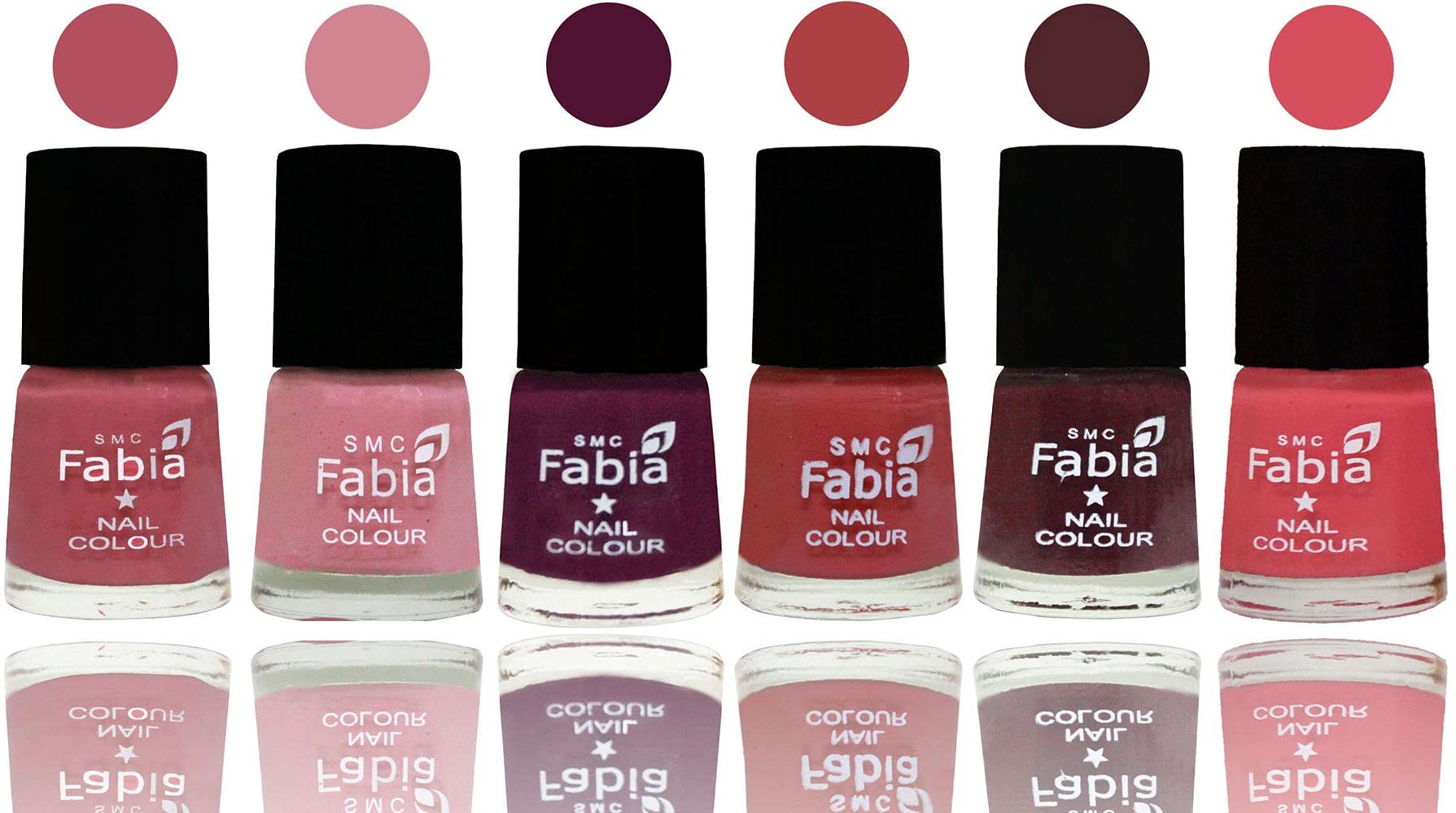 SMC Fabia Shine Bright Glossy Nail Polish Set - 6 Vibrant Colors (03030) | Long-Lasting & Chip-Resistant Formula | Perfect for Manicures, Pedicures, Nail Art & Special Occasions