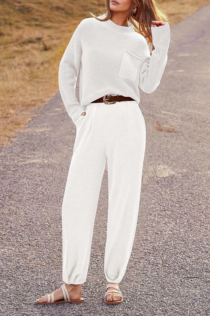 Lynkiss Women's 2-Piece Sweater Set - Knit Fall Pullover Top & Oversized Pants, Casual Lounge Wear & Tracksuit Outfit for Autumn | Cozy Homewear, Weekend Errands, Coffee Dates