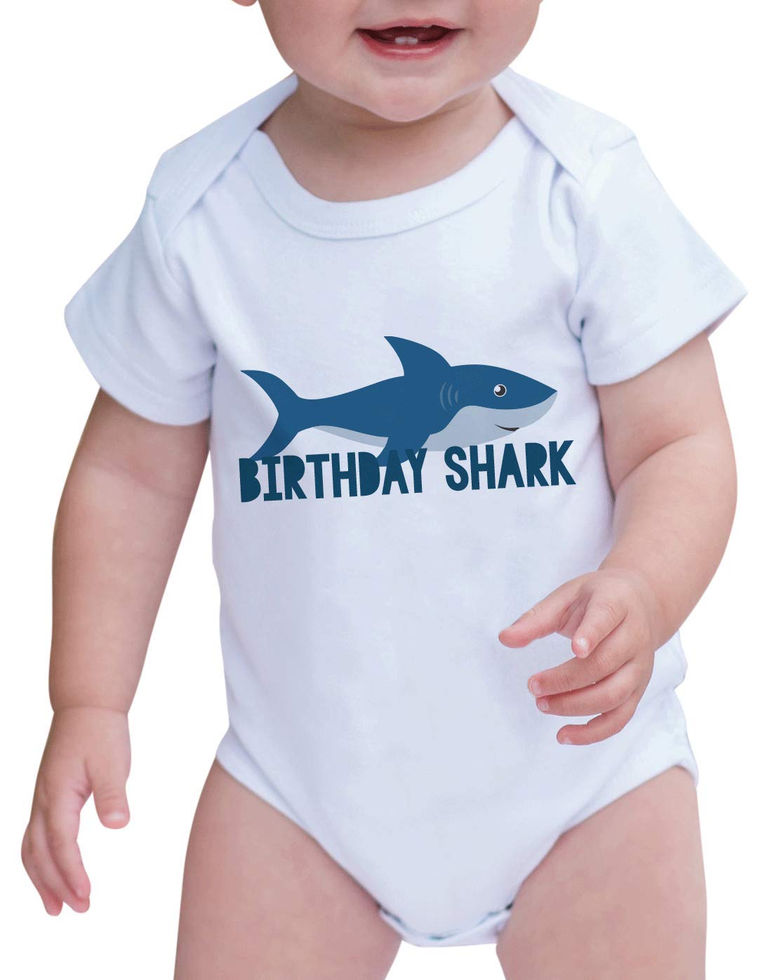 7 ate 9 Apparel Kids Birthday Shark Romper - Cute Baby Shark Outfit for Boys & Girls Birthday Party, Halloween Costume, Photo Shoot